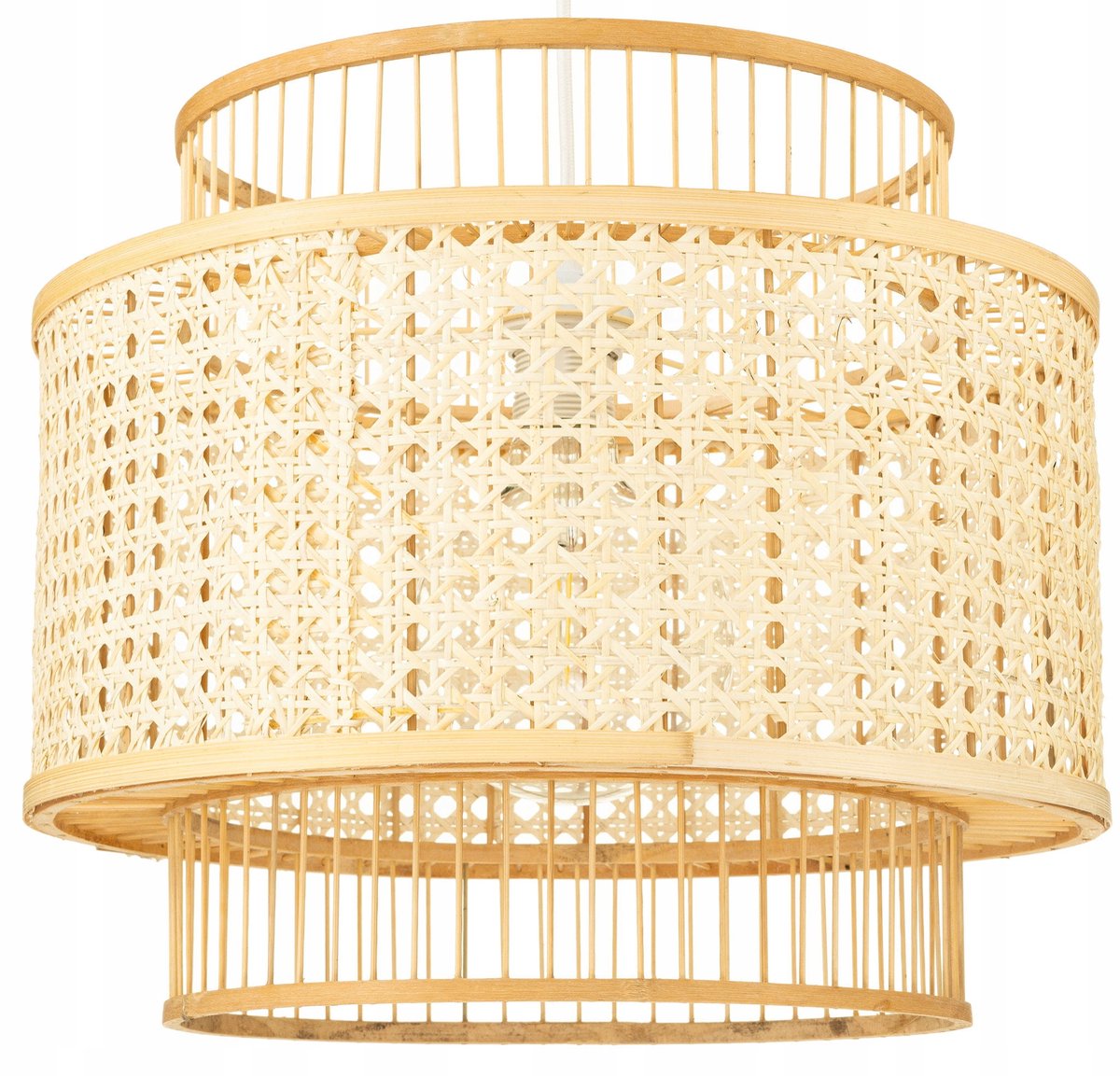 Boho hanglamp wit rotan gevlochten 40cm - Natuurlijke sfeer