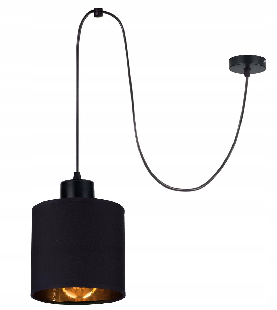 Loft Hanglamp met E27 Fitting en Zwarte Kap - Verstelbaar
