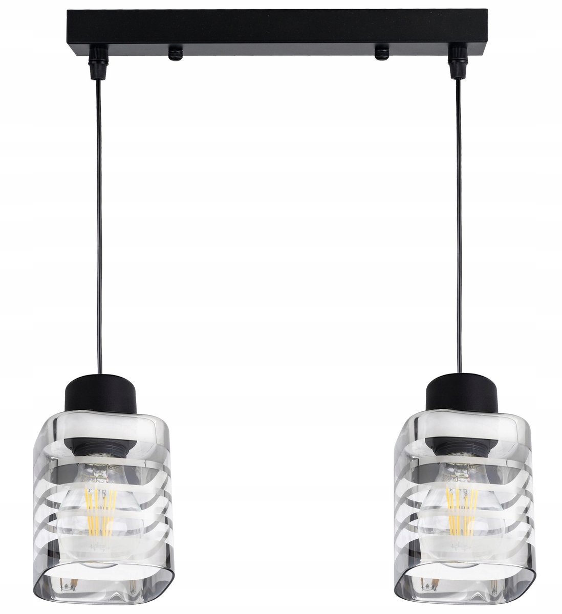 Hanglamp Glas Streeppatroon Chroom E27 2 De lamp