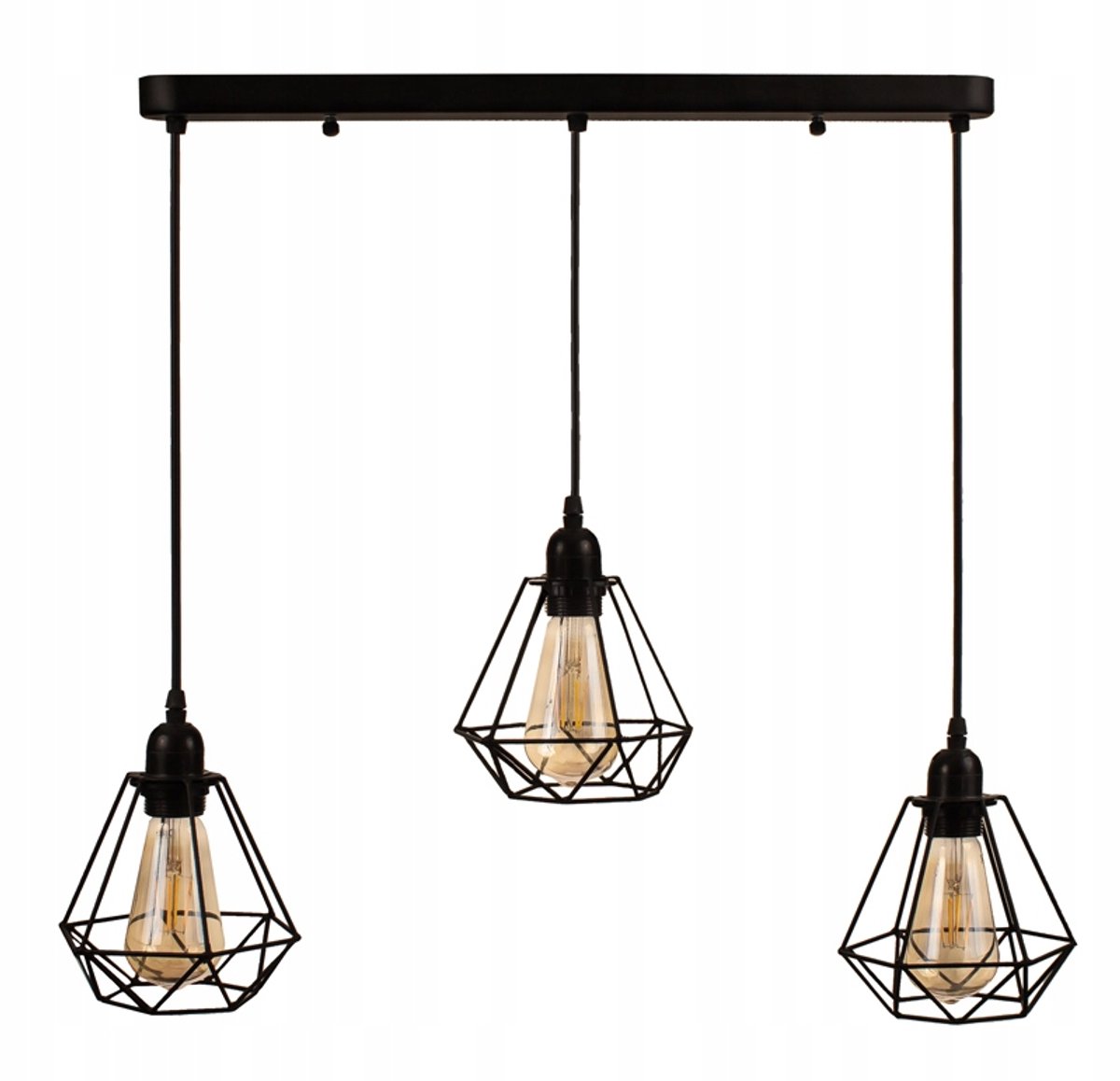 Zwarte Loft Lampenkap Hanglamp 3-Licht E27