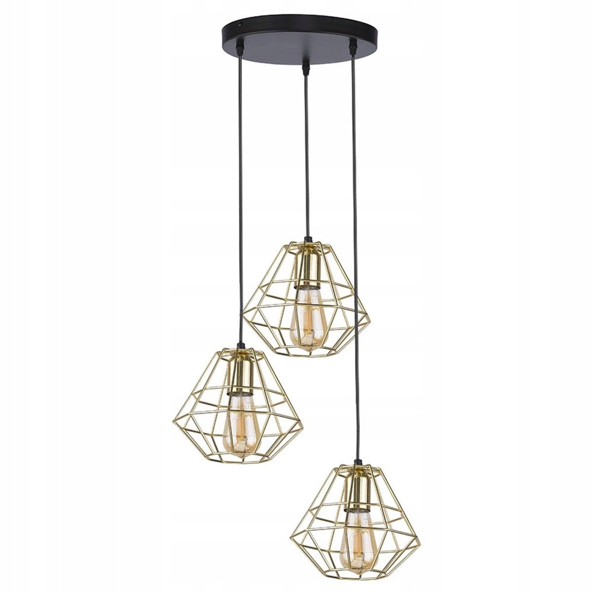TK Lighting Diamond Hanglamp Goud Zwart - 3xE27