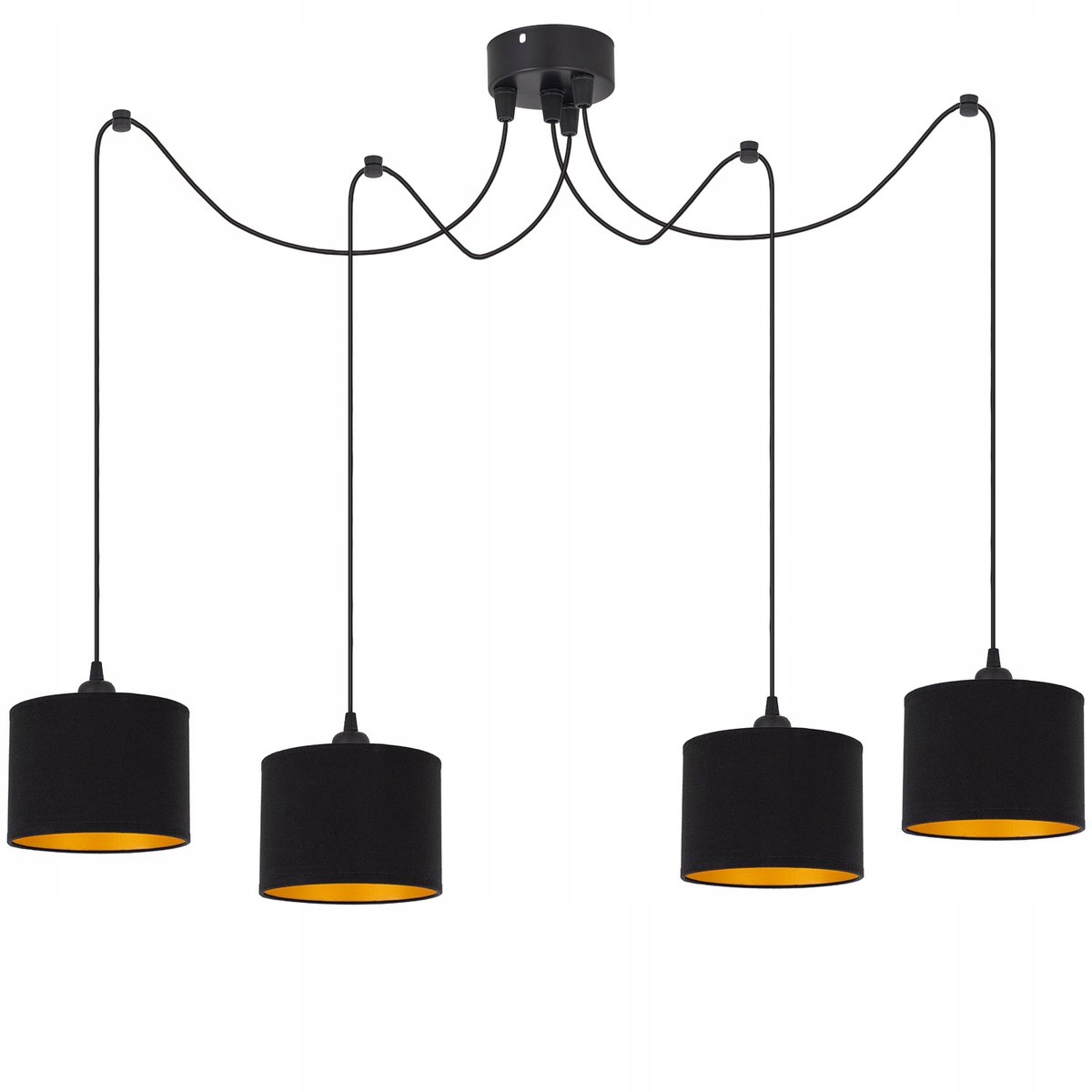 Hanglamp Spider Loft Zwart Goud 4xE27