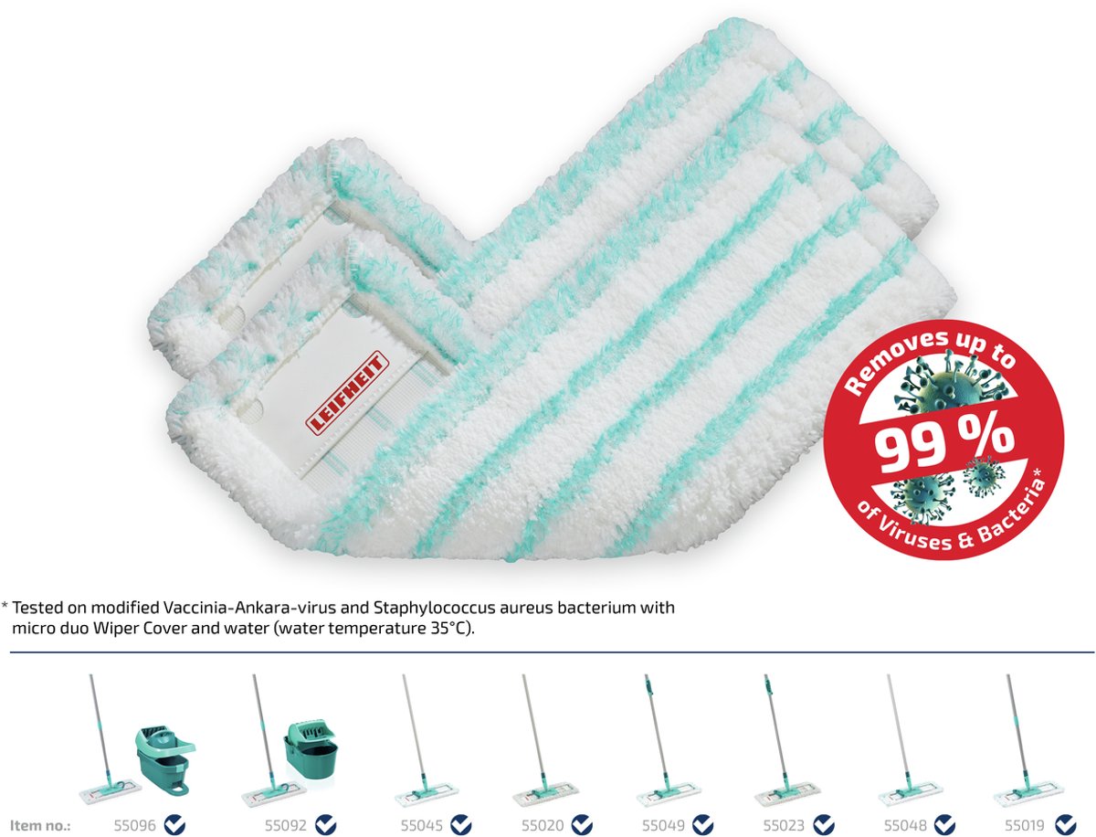 Leifheit - Profi overtrek vloerwisser xl - 42 cm gevouwen micro duo / set van 2