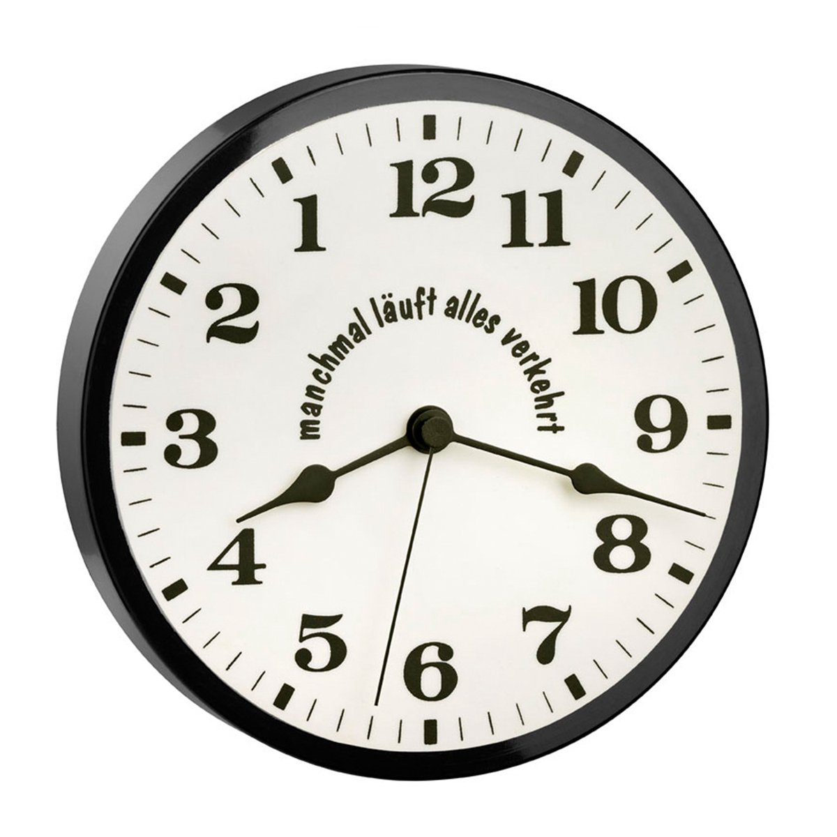 Wandklok - Linksdraaiende klok - Achteruitlopende klok - Oost-Friese klok - FEEST--VREUGDEKLOK - Grappige opdruk: "Soms gaat alles mis" - Materiaal: Kunststof - Quartz-uurwerk - Afmetingen: Ø 21 cm - 345435