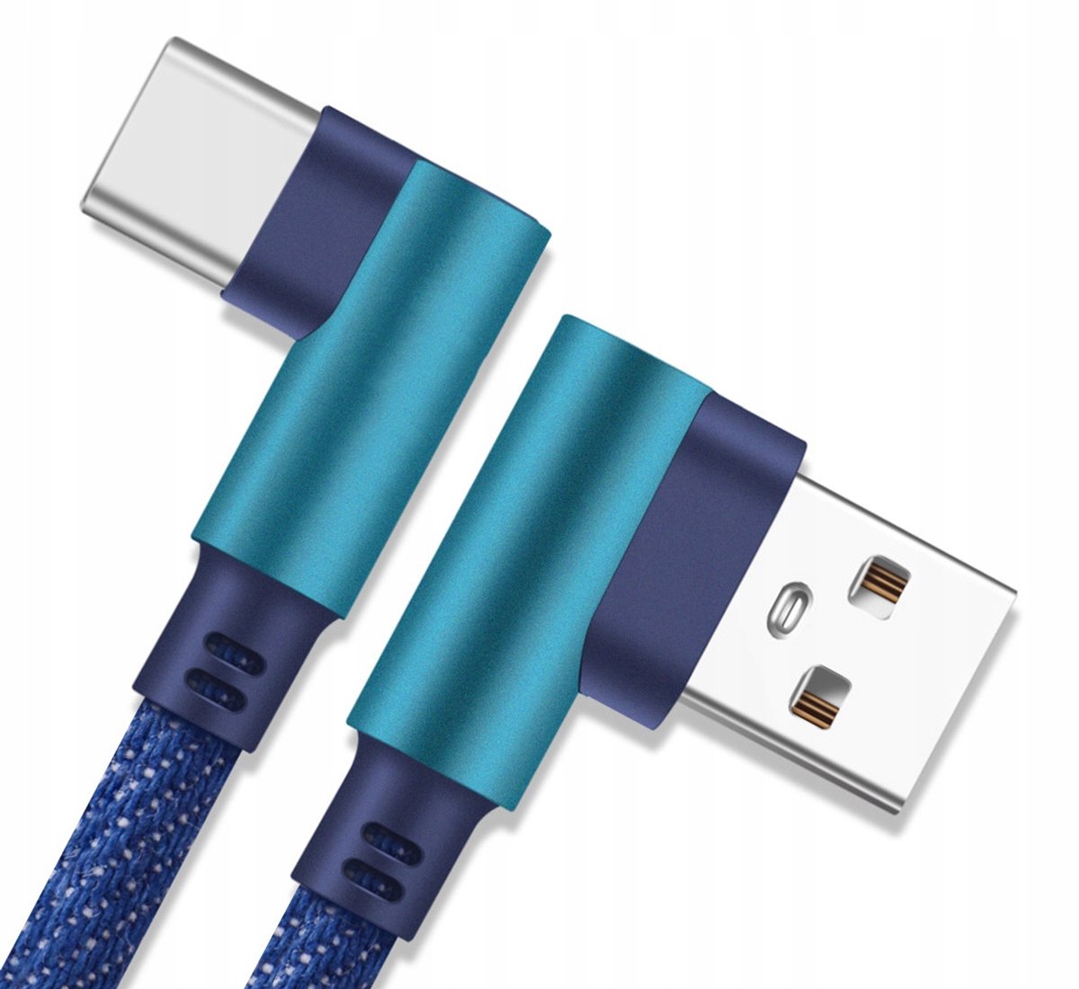 USB-C Hoekkabel 90 Graden Snel Laden 2A Nylon 1M Blauw