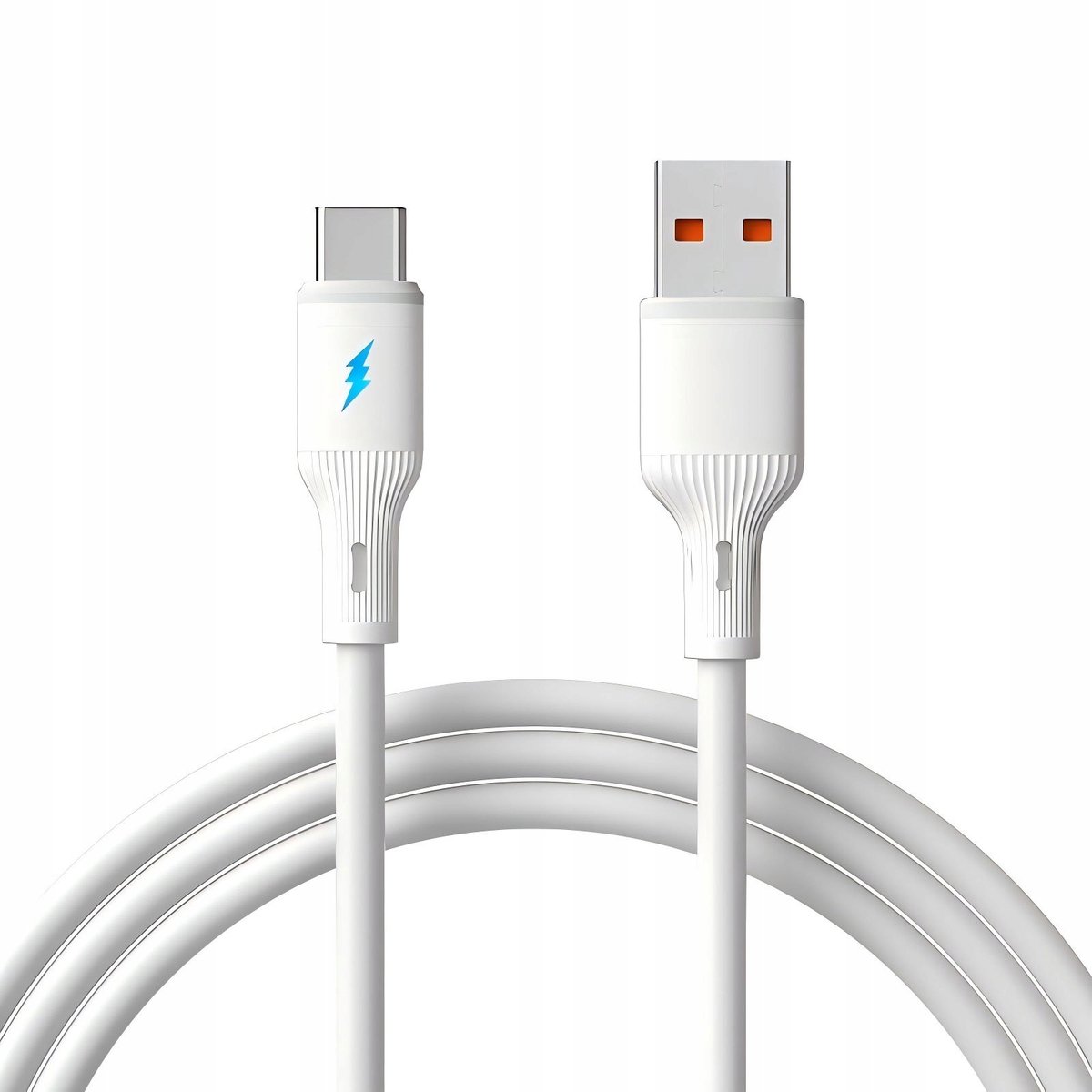Akyga USB-C naar USB-A Kabel 1.8m Wit - Flexibel Siliconen met LED