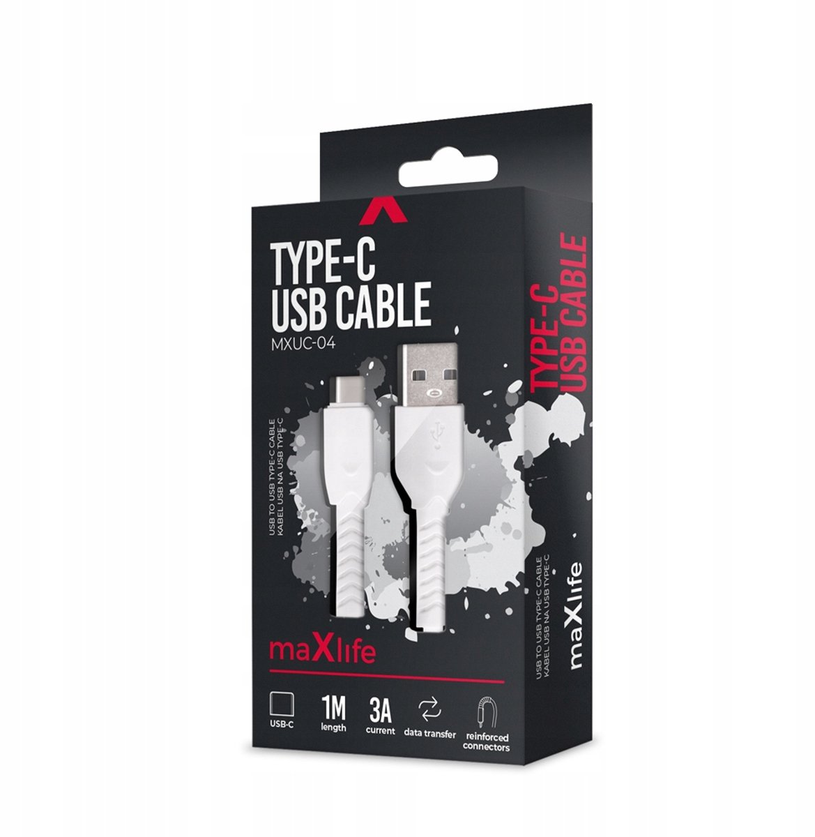 Maxlife USB naar USB-C kabel 1m 3A Wit - Snel Laden & Data