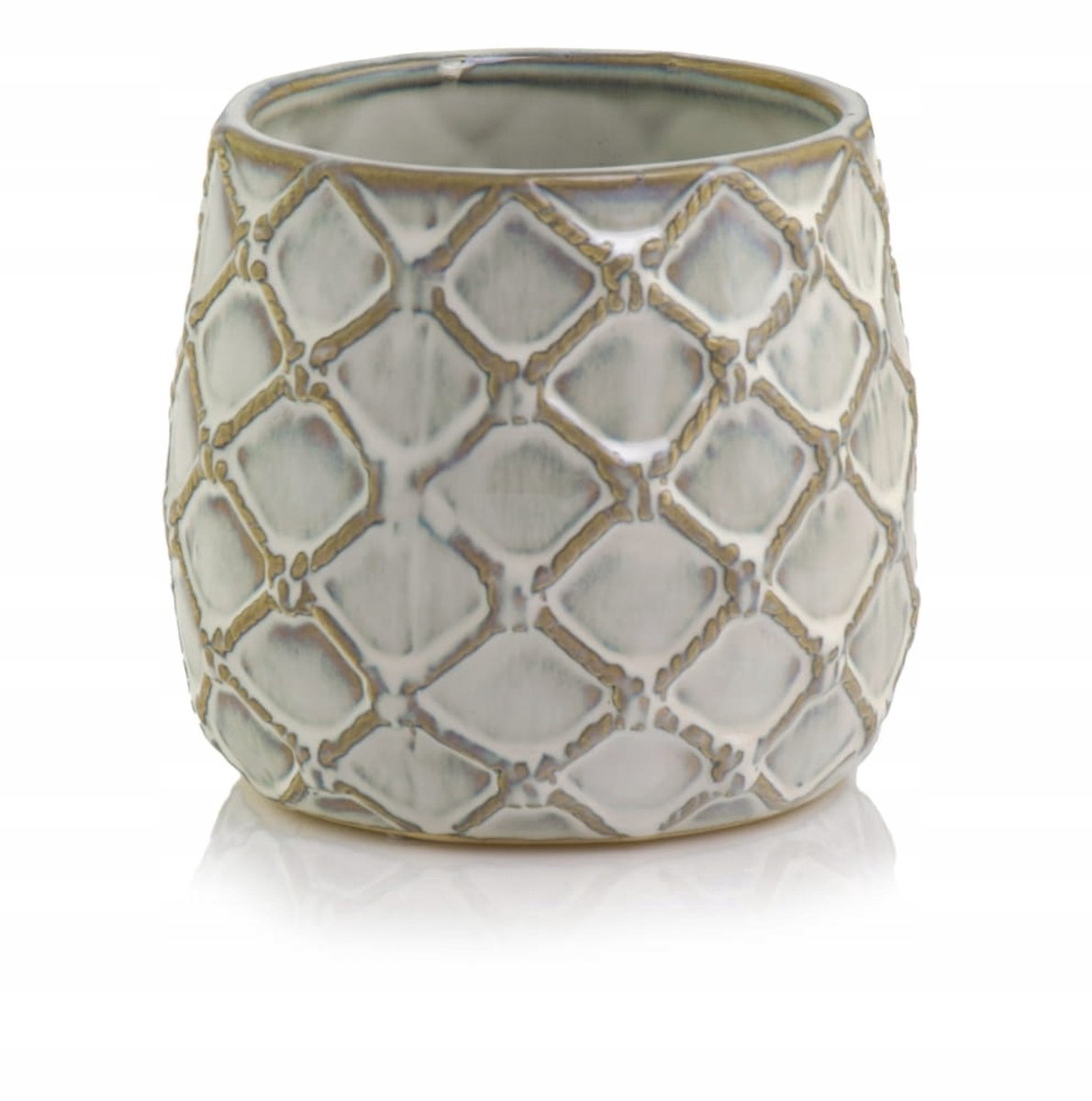 Handgemaakte keramische pot 19 cm - Beige Boho-stijl