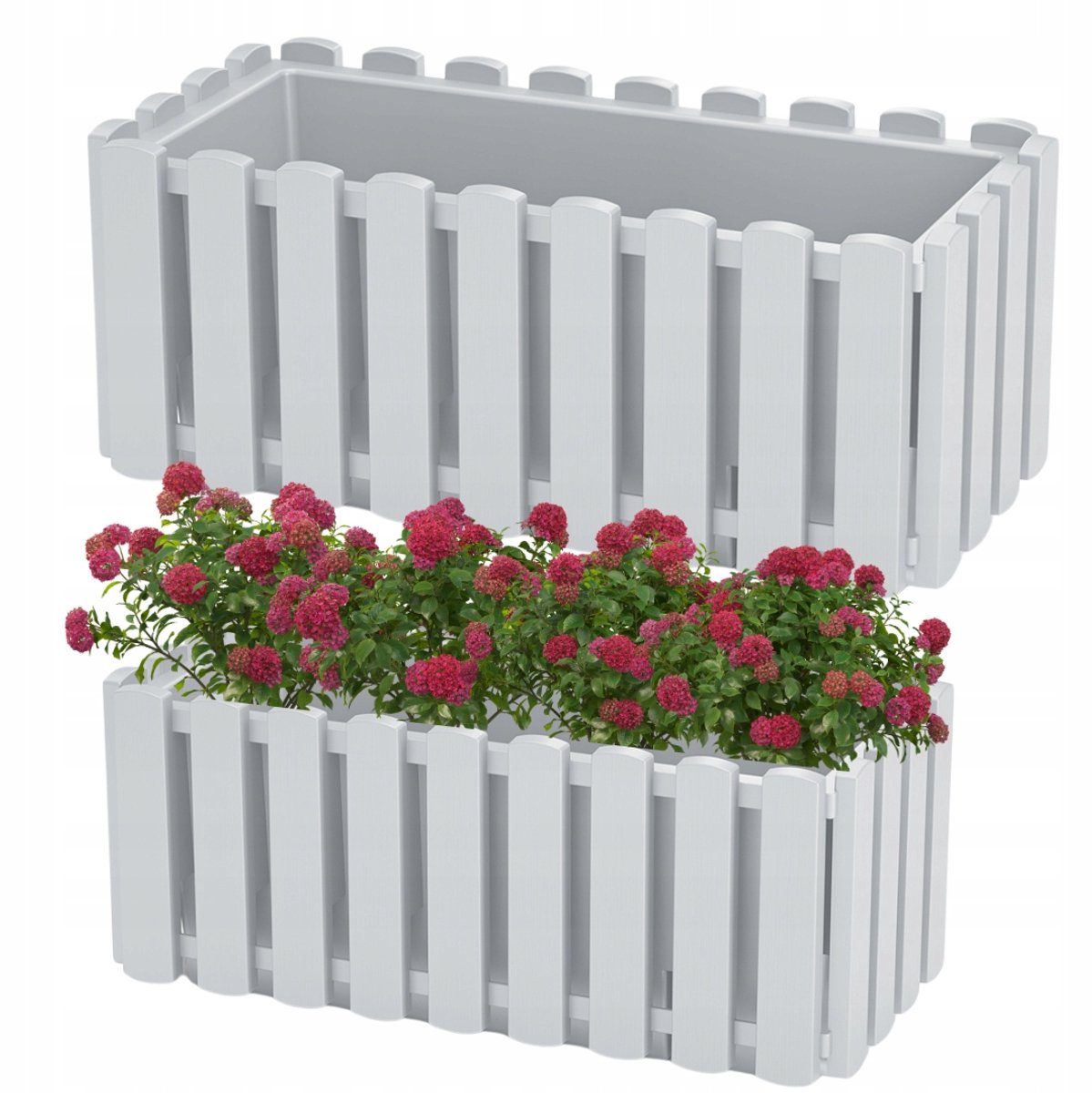 Balkonbak voor Balustrade, Staand, Wit - 38 cm