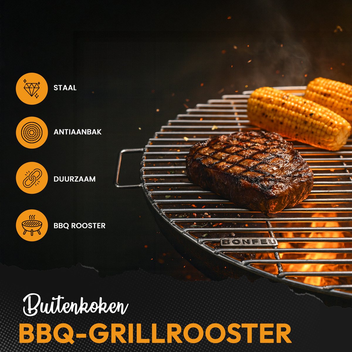 BonFeu BonGrill Grillrooster 100 cm - Voor Vuurschaal 100 cm