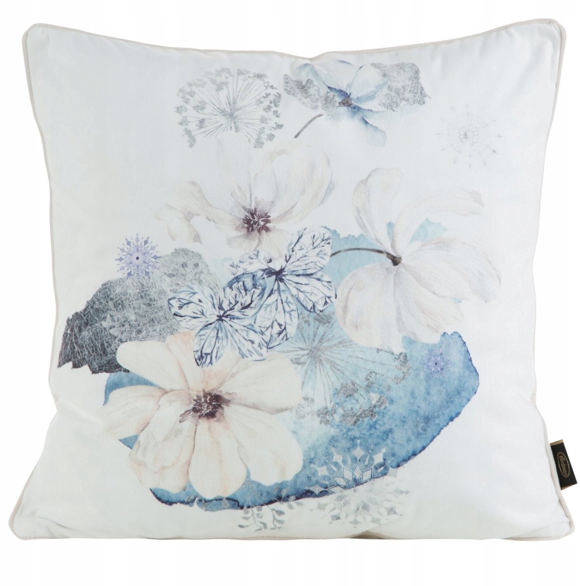 Velvet Kussenhoes 45x45 cm Krem Bruin Bloemendessin