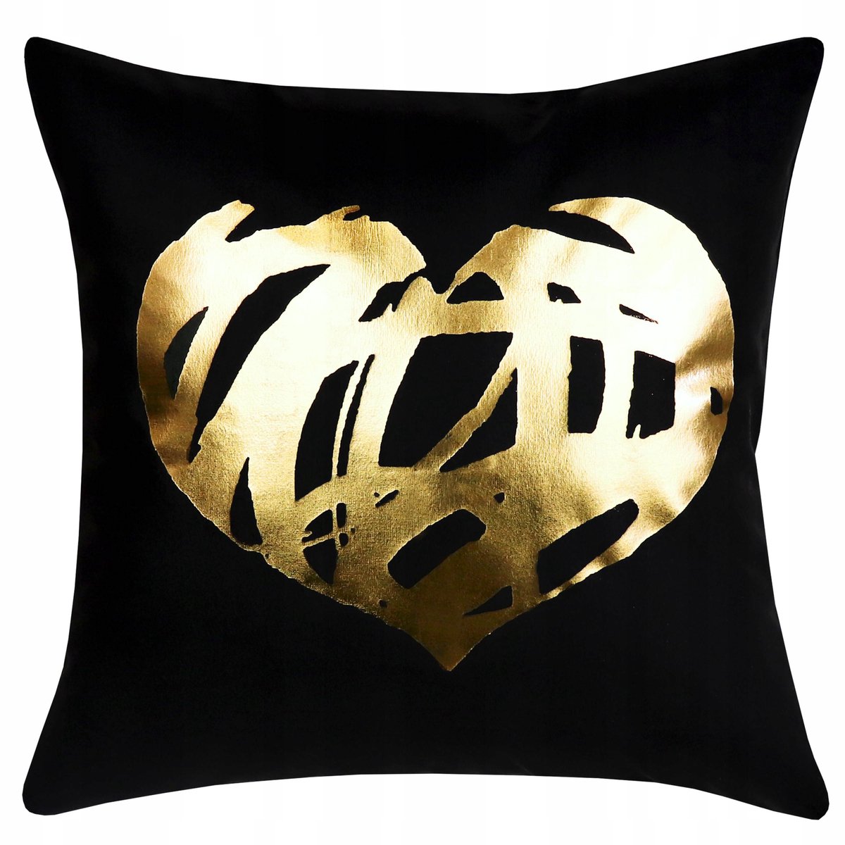 Decoratieve Kussenhoes 40x40cm Fluweel Zwart met Gouden Rits