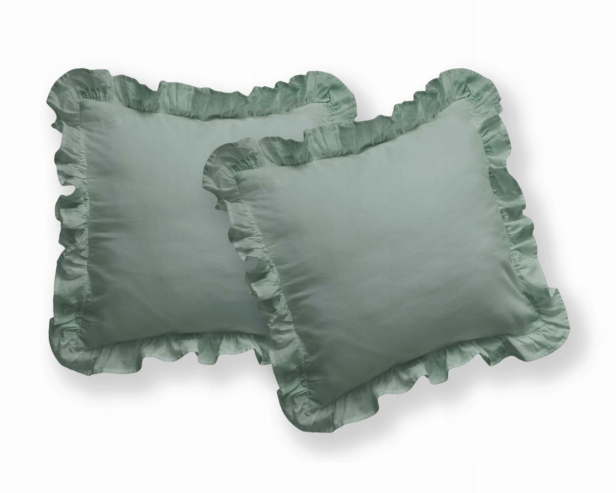 Katoenen Kussenslopen 40x40 Mintgroen (2 stuks) met Ruche
