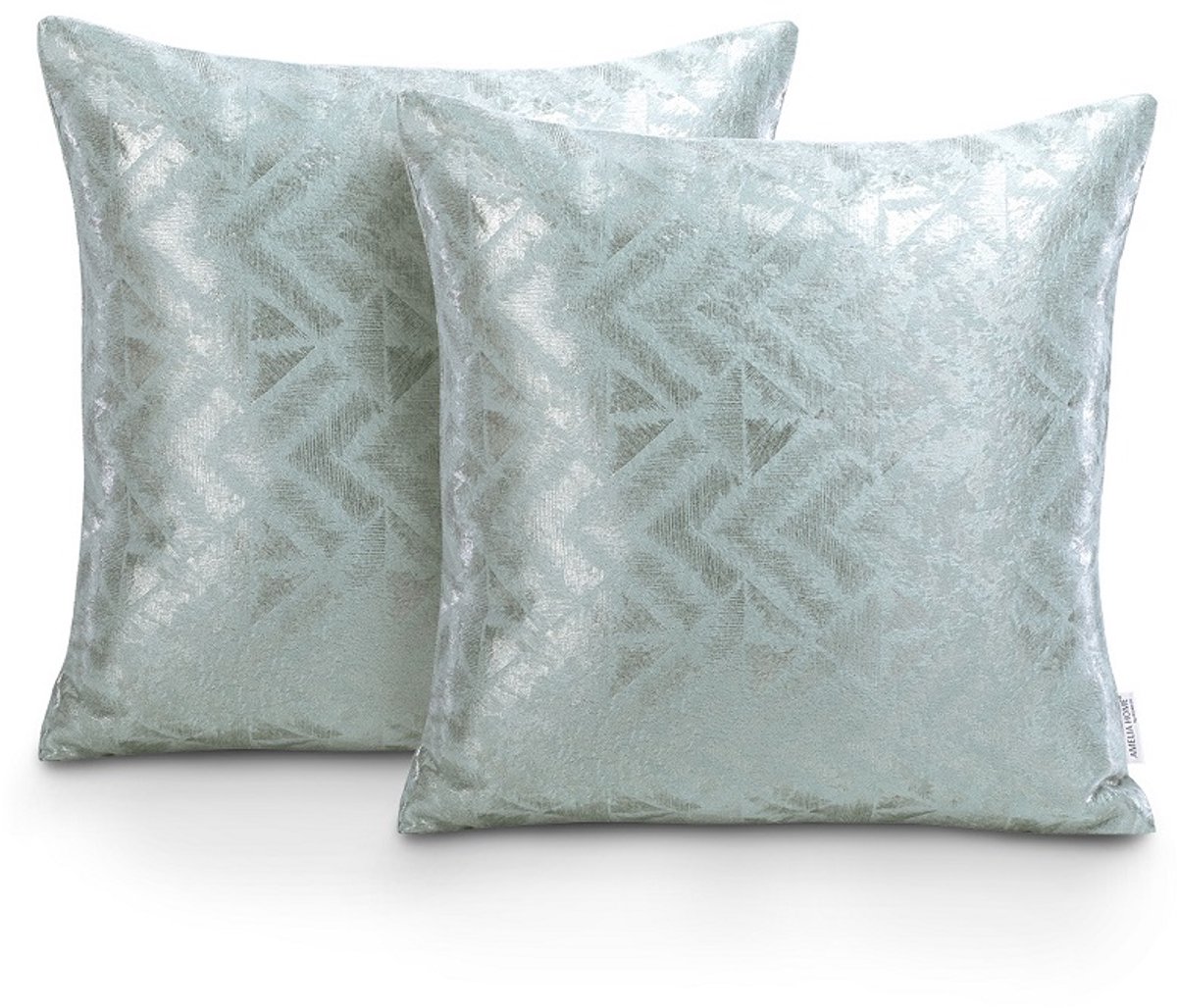 Decoratieve Kussenhoes 45x45cm Mintgroen met Metal Print (2 stuks)