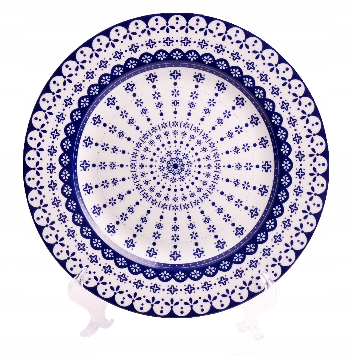 Bogucice Flisty Dinerbord Plat 27 cm - Wit met Blauwe Specken
