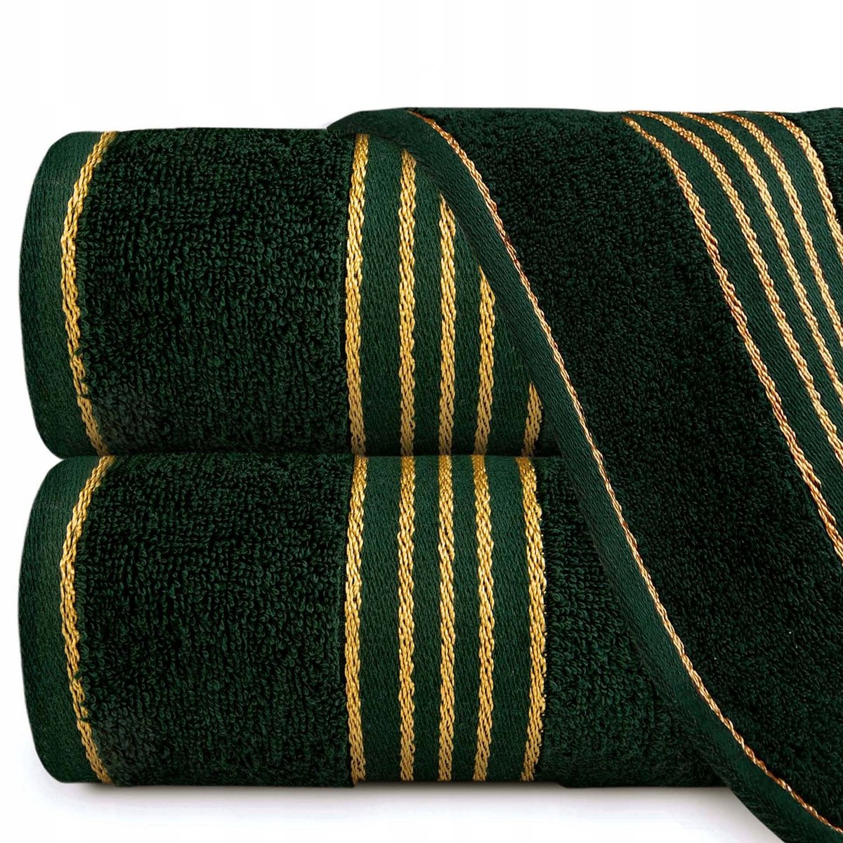 TIWANO Katoenen Handdoek 50x90cm Flesgroen met Gouden Borduursel 500 g/m²