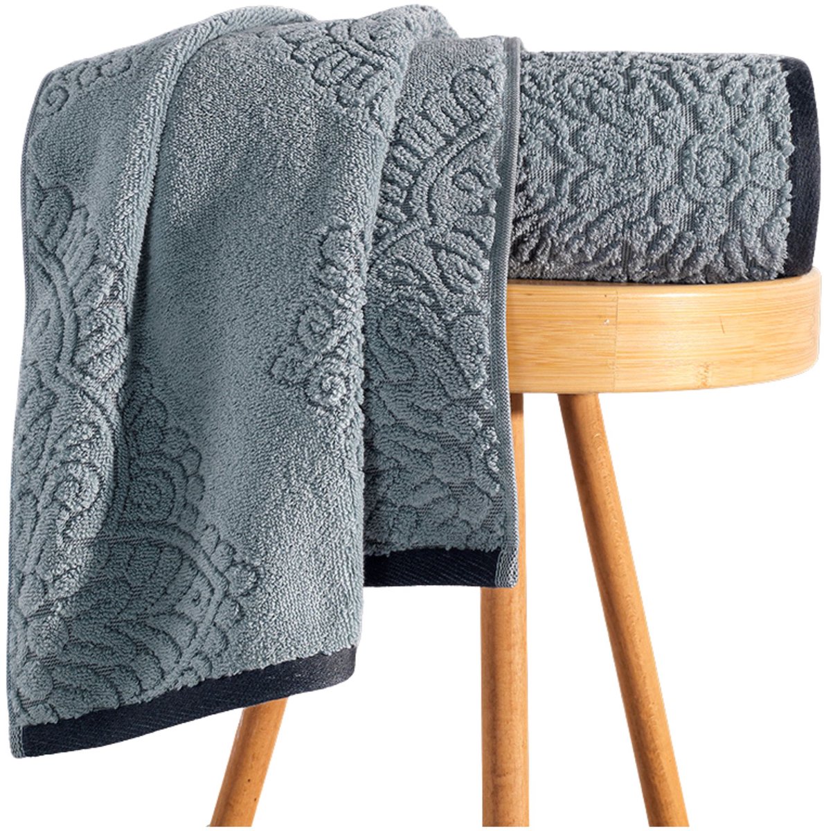 Luxe Blauwe Katoenen Badhanddoek VANCE 70x140 cm - Turkse Kwaliteit