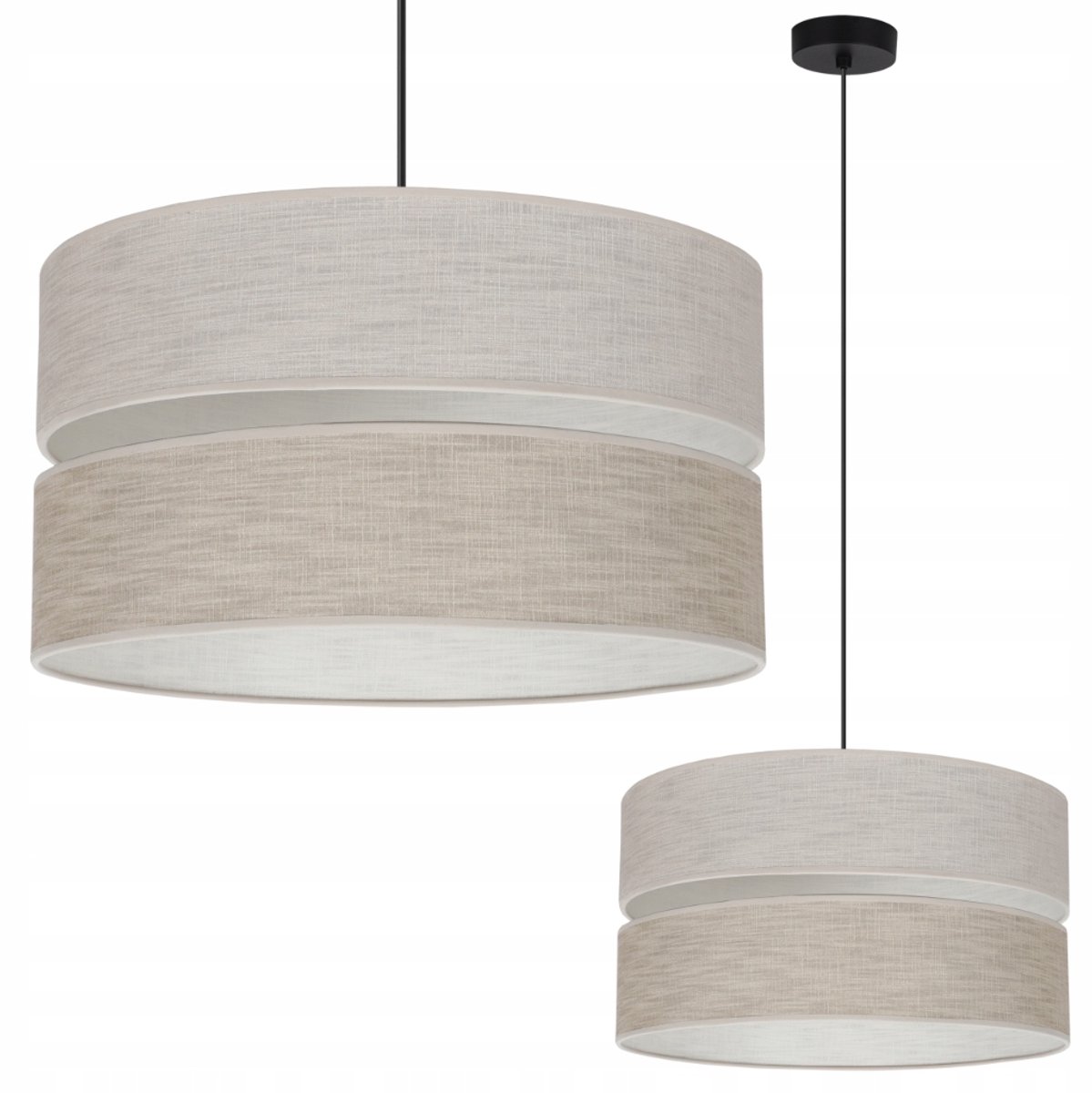 Boho Hanglamp met Beige Linnen Kap - E27 Fitting