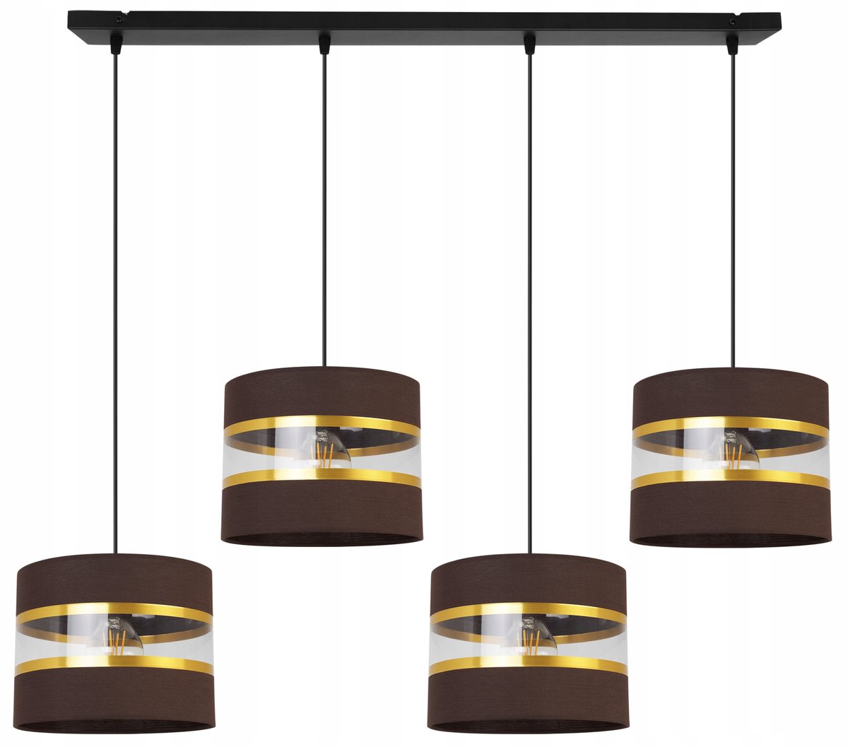 Elegante Gouden Hanglamp met Stoffen Kap - Stijlvol Woonkamer Licht