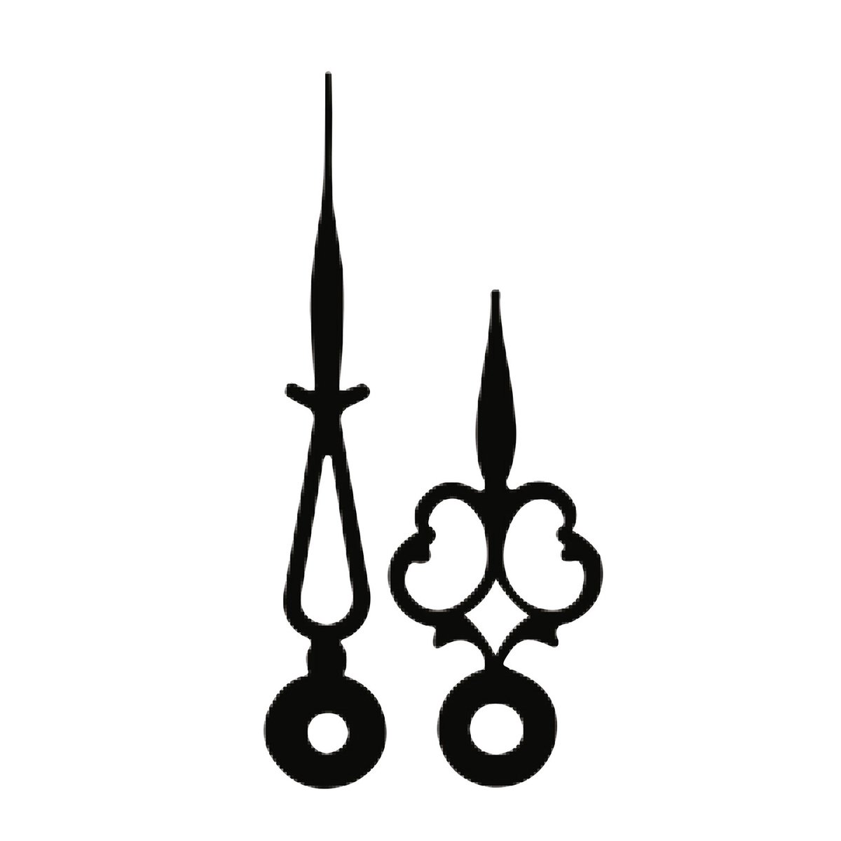 Wijzerpaar voor mechanische antieke zwarte matte minutenwijzer L: 41 mm Uur-Z.-Ø: 4,5 Min.-Z.-Ø: 2x2