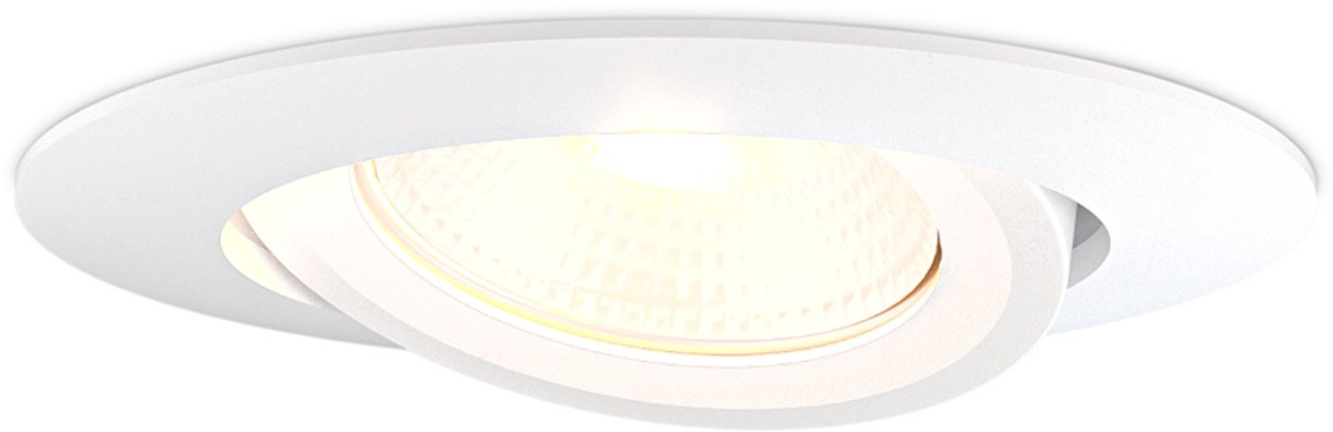 HOFTRONIC Lugo LED inbouwspot kantelbaar – 5 watt 450 lumen 2700K warm wit – dimbaar – aluminium wit – IP65 – badkamer inbouw spot buiten plafondspots dimbare led spots