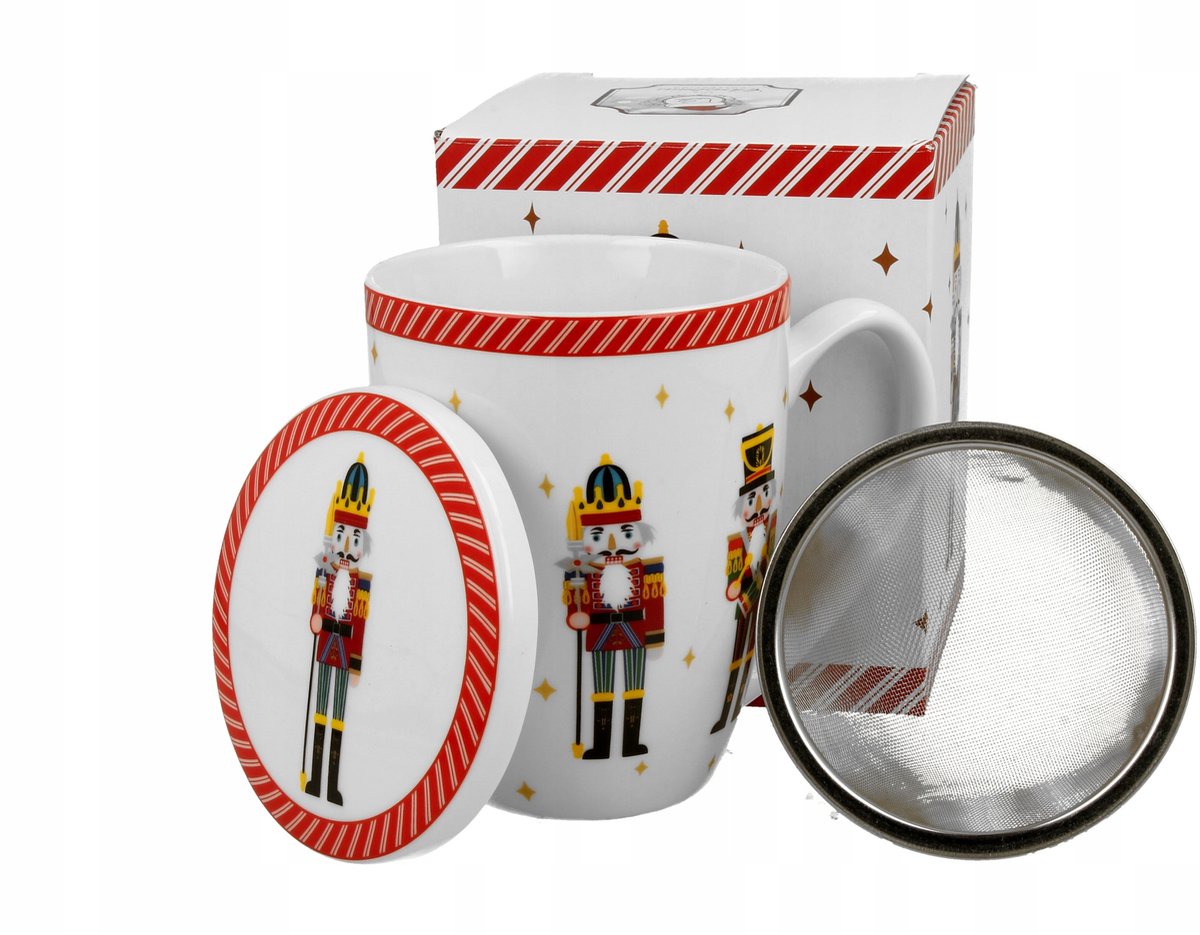 Keramische Mok met Infuser 'Notenkraker' 350ml - Feestelijk Cadeau