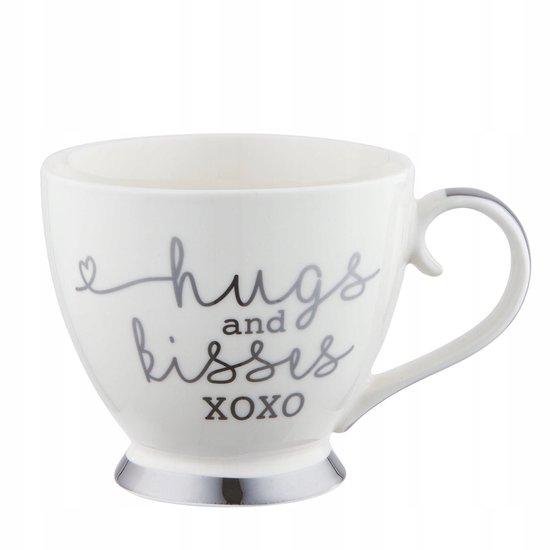 Ambiente Porseleinen Mok ca. 400ml Mok Bone China Mok Voor Thee of Koffie Herfst Winter Kerst Pine Cannes wit
