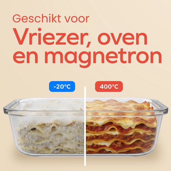 Set de 12 Boîtes de conservation de Prep KitchenBrothers en Verres hermétique, sans BPA, pour la congélation et le stockage des repas. Glas : 6,79 L.