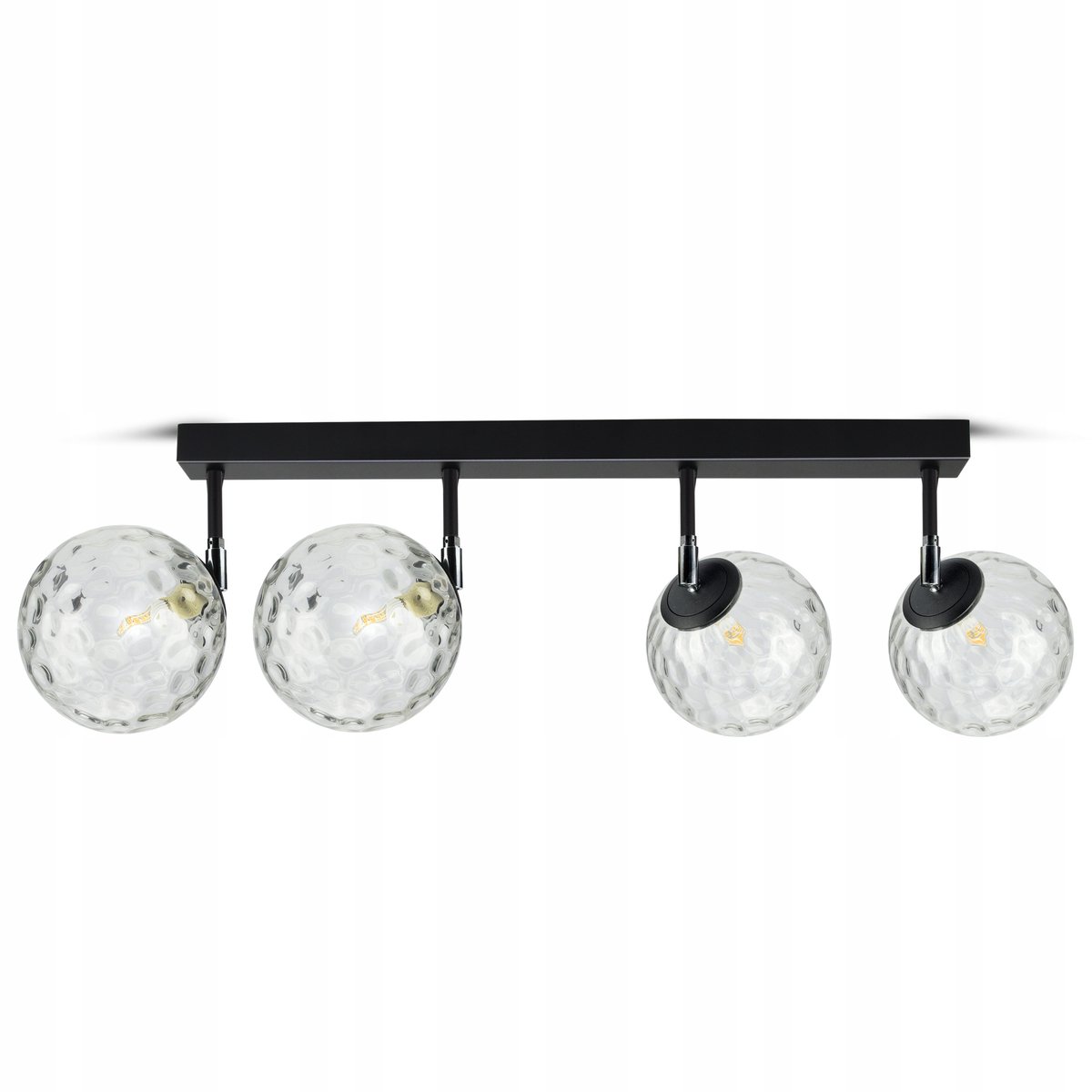 Moderne Plafondlamp met 4 Glazen Bollen, G9 LED, Zwart Mat