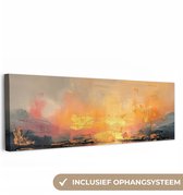 Tableau sur toile 150x50 cm - Décoration murale moderne et abstraite - Or et rose - Décoration murale pour salon et chambre - Accessoires de décoration - Peintures sur toile