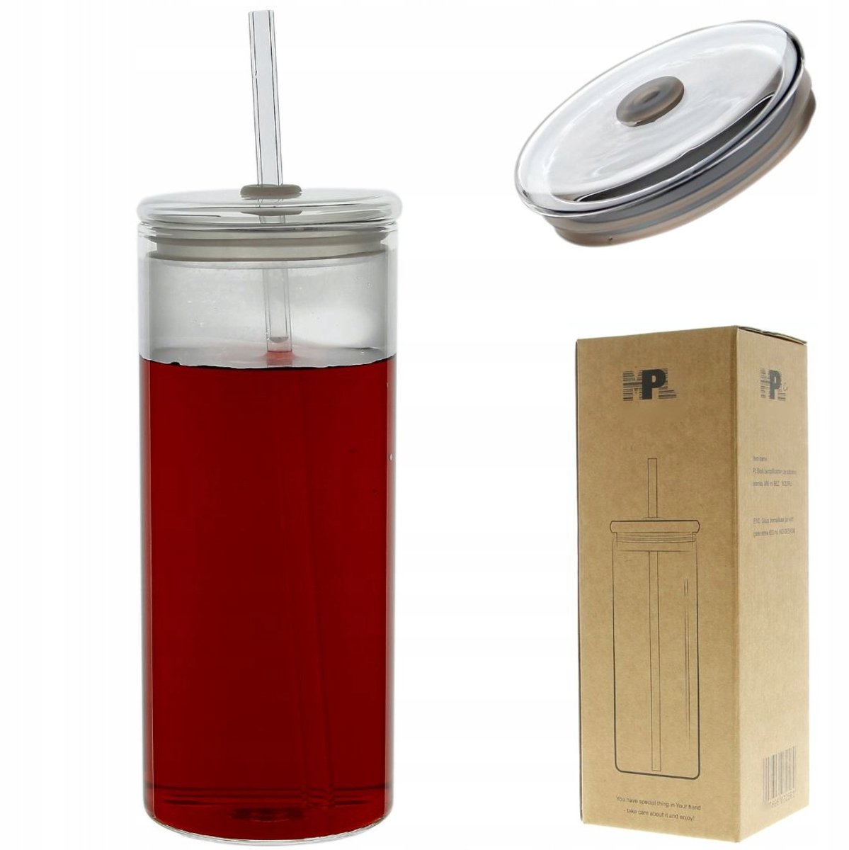 Glazen Smoothiebekers met Rietje en Deksel - 400 ml