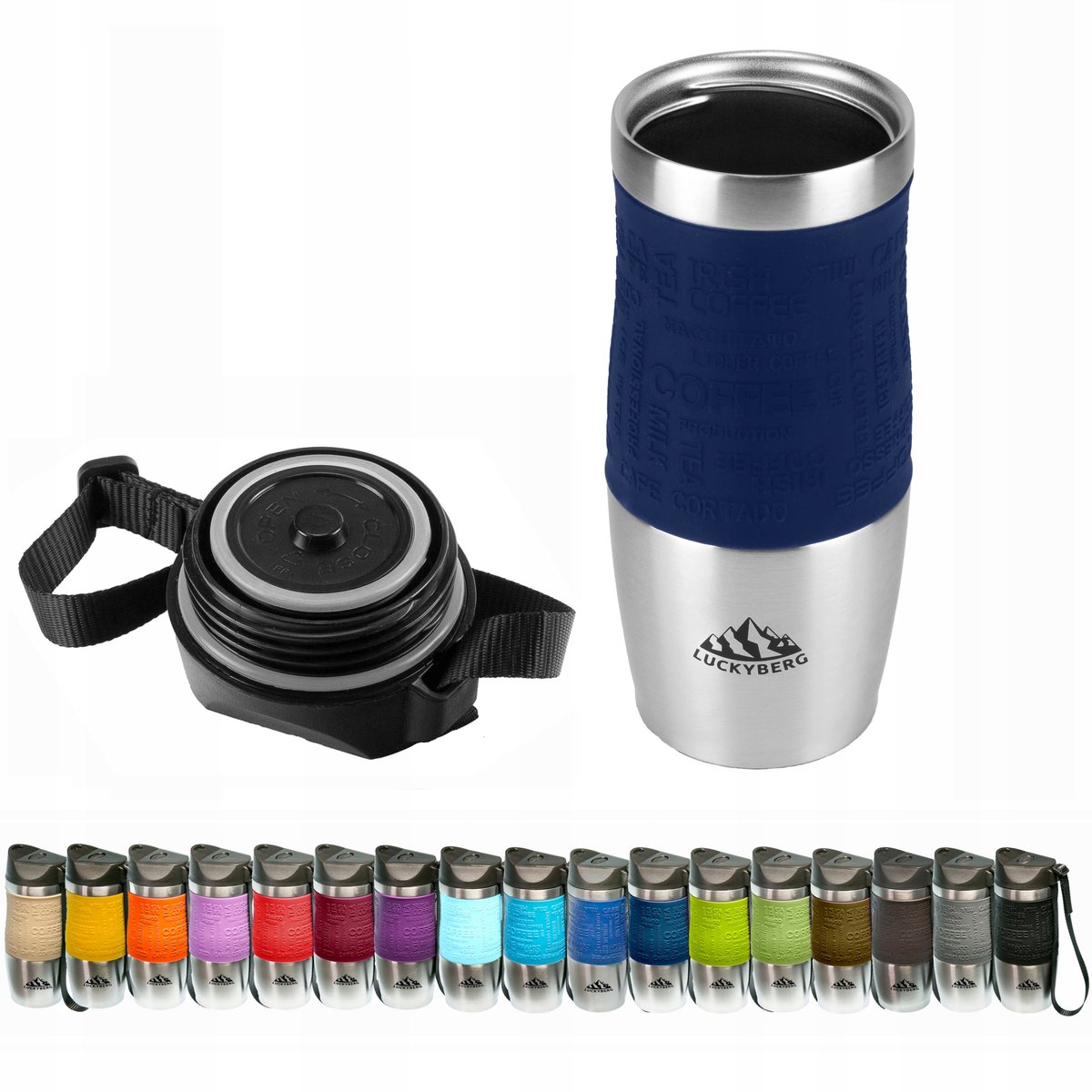 Luckyberg Thermosbeker 400ml - RVS, Blauw, Warmhoudtijd 6u