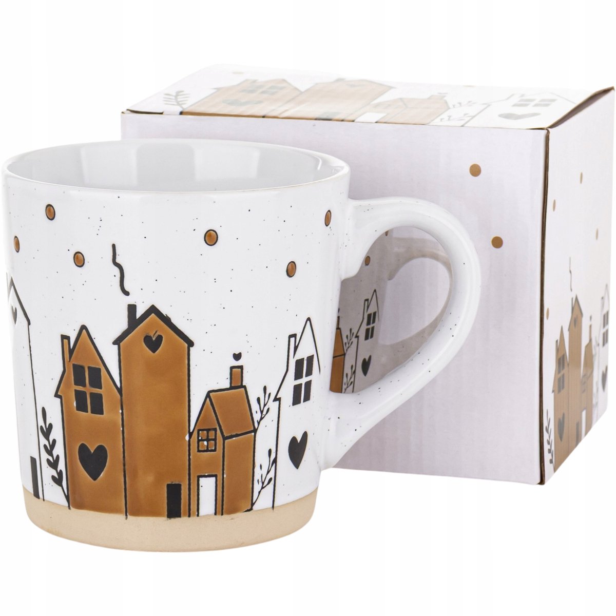 Grote Stenen Mok - 460 ml - Huisjes Design