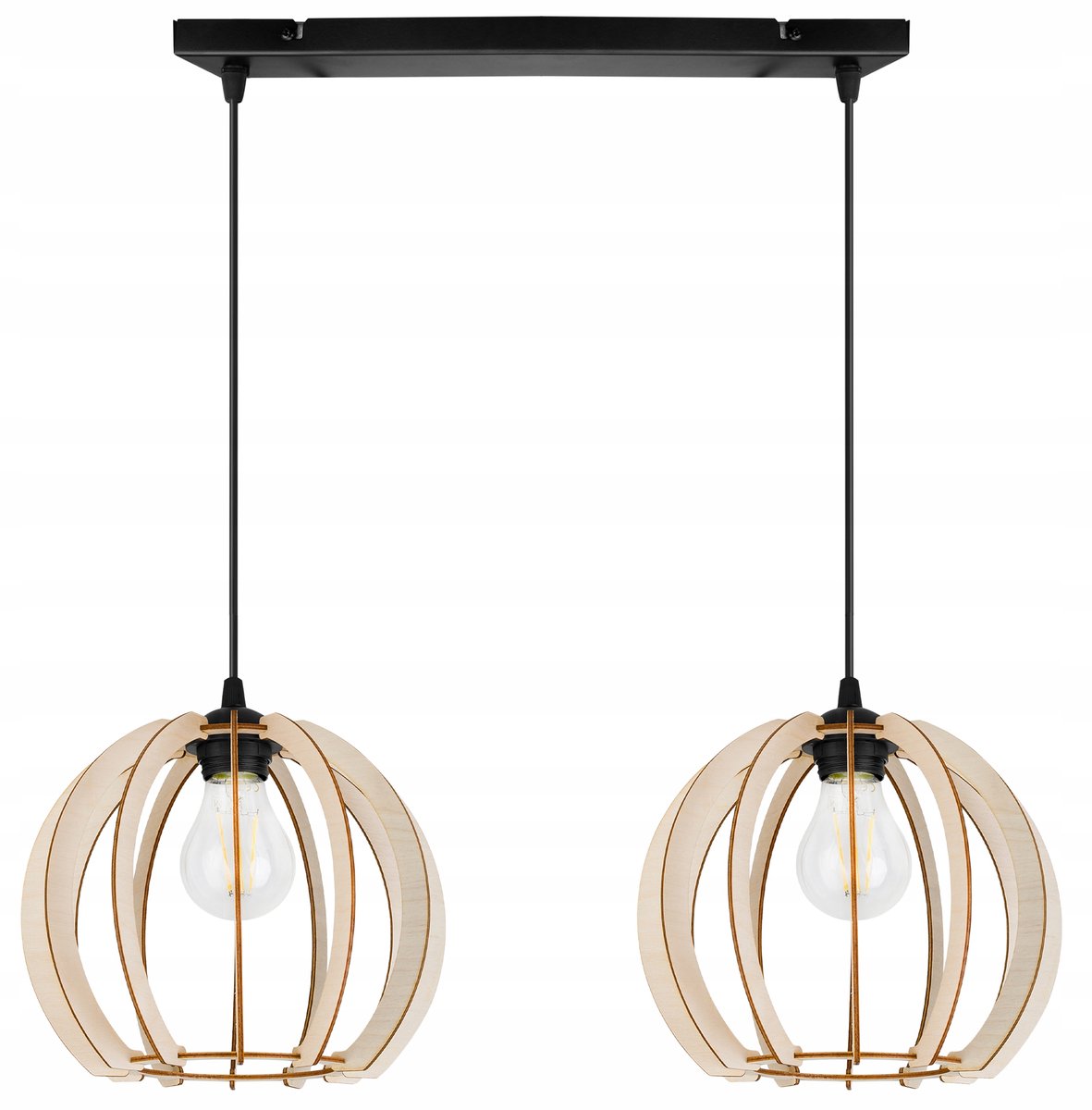 Houten Hanglamp TIMBER Zwart/Hout E27 - Modern & Sfeervol