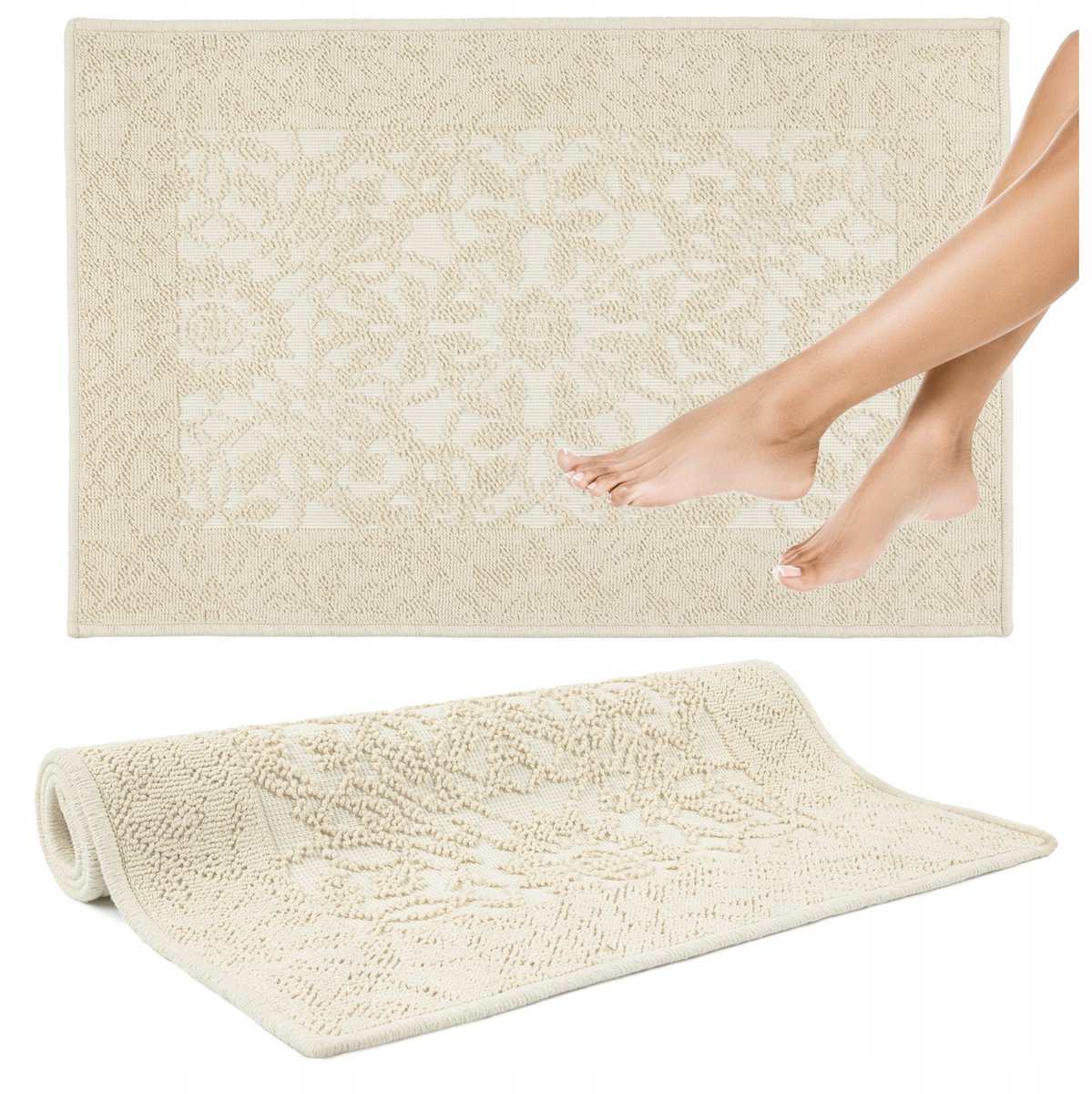 Beige Egyptische Katoenen Badmat 50x80cm Antislip Wasbaar