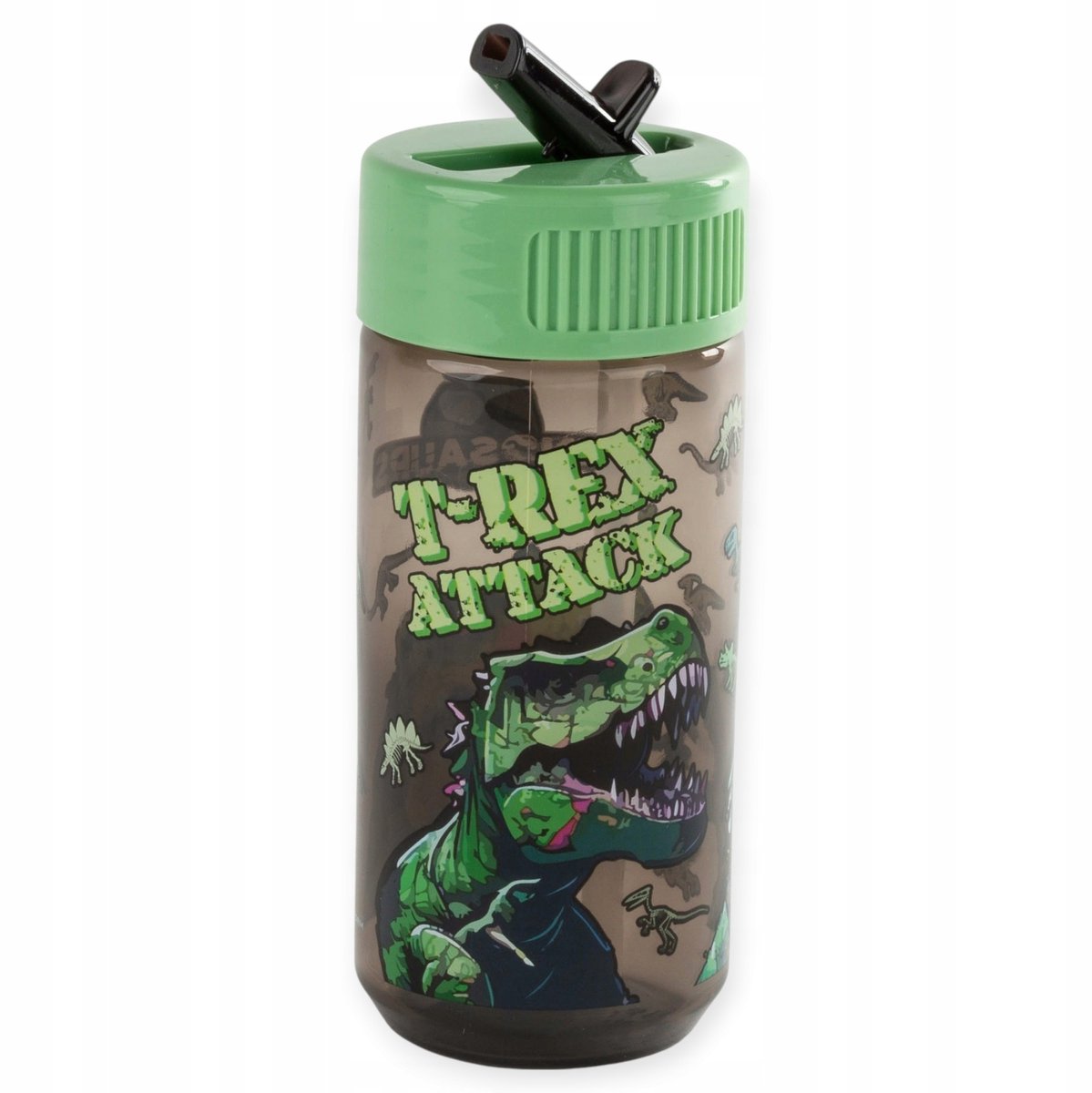 Dino Kinderfles met Rietje - 330ml, School, BPA-vrij