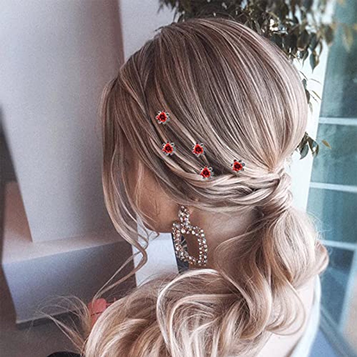 6Pcs/5Pcs Rose Bloem U-Vormige Haarspelden Bruiloft Haar