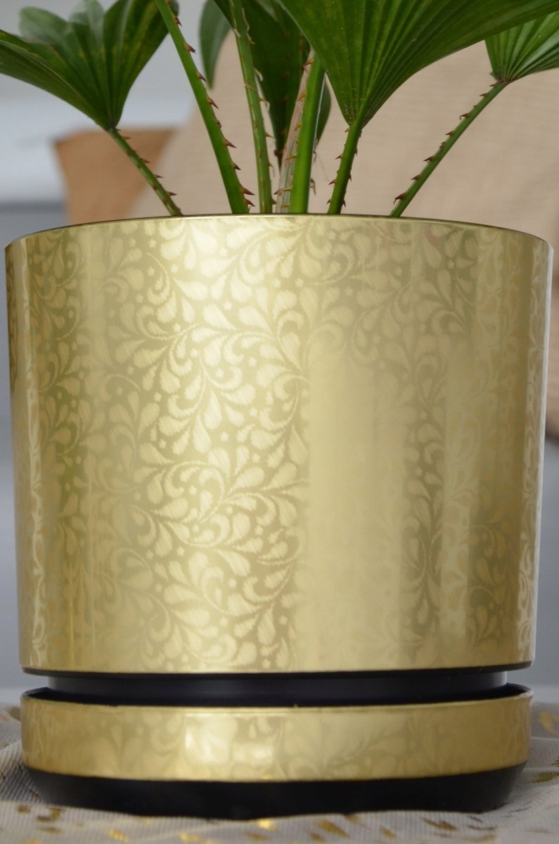 Gouden Bloempot Decor 16cm - Klassiek Elegant Design