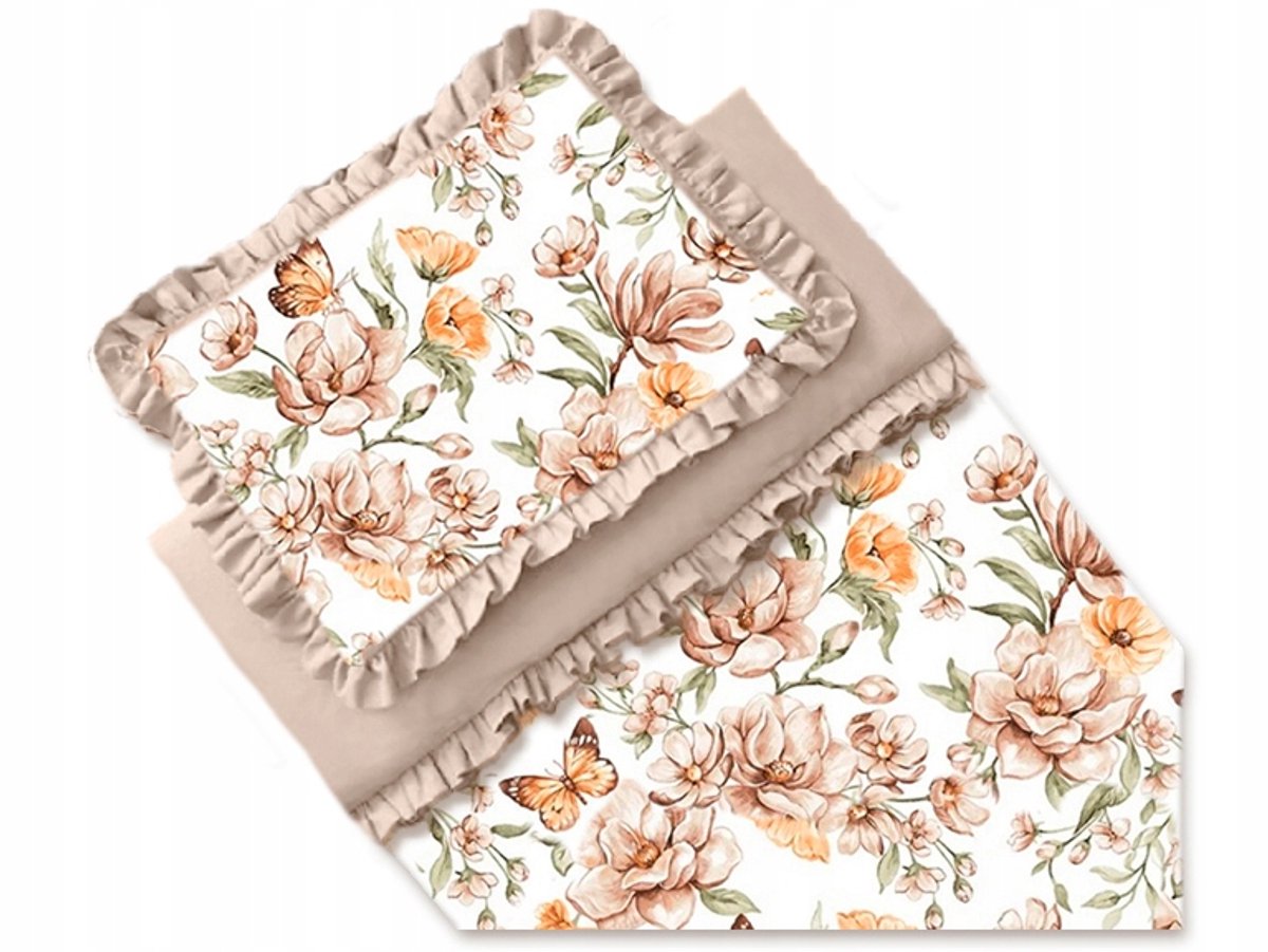 Luxe Katoenen Kinderbeddengoed 90x120 cm met Ruches - Beige