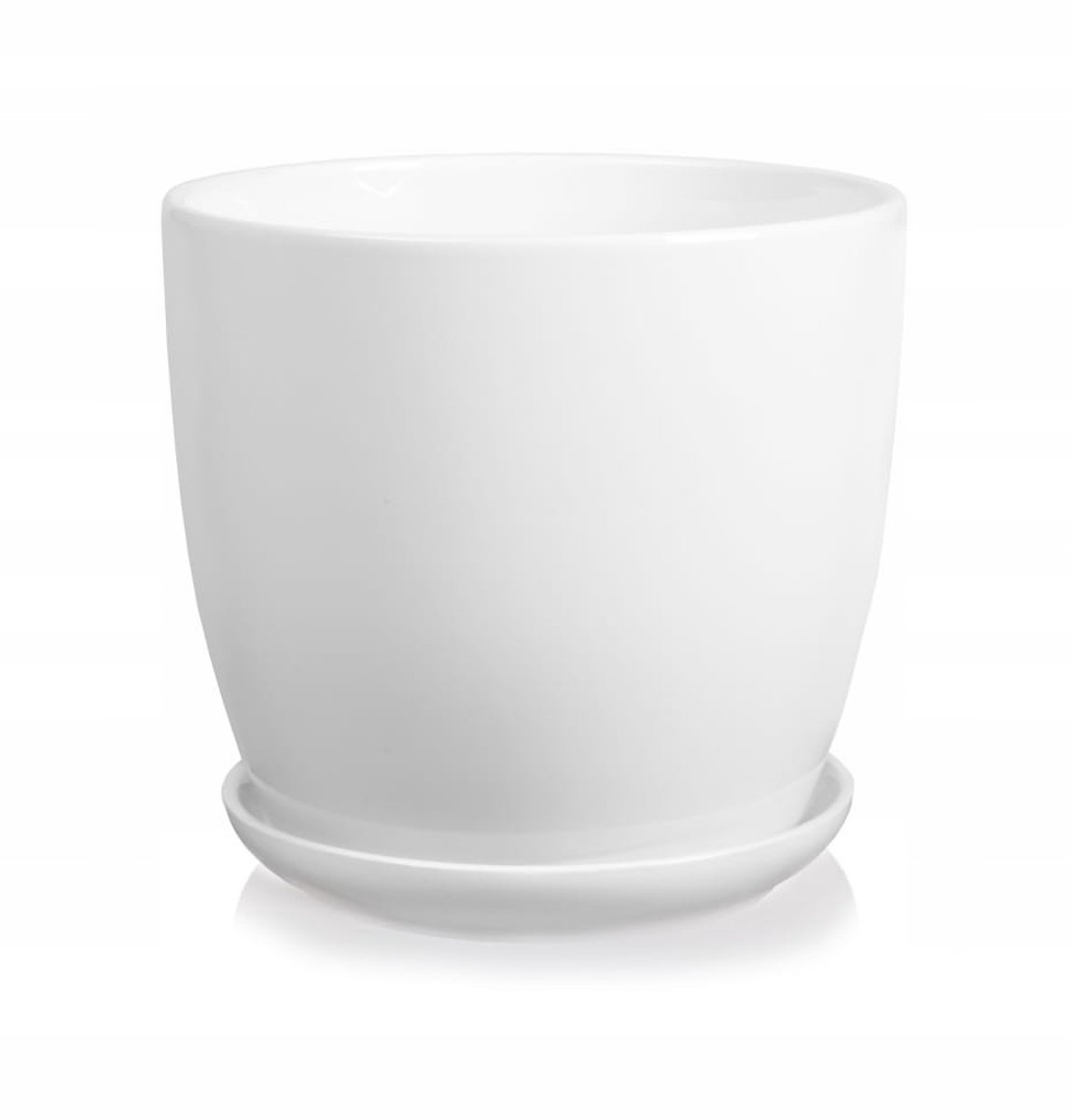 Witte Keramische Pot met Schotel 17,5 cm