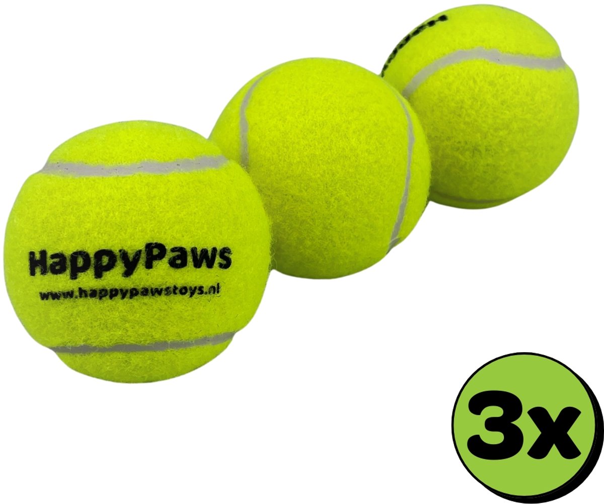 Tennisballen Hond Set van 3 - Apporteerballen Hond - Sterk Rubber - Pluisarm - Hondenspeelgoed Buiten - HappyPaws