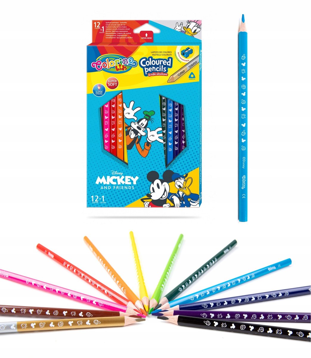 Colorino Mickey & Vrienden Driehoekse Kleurpotloden 13 Kleuren