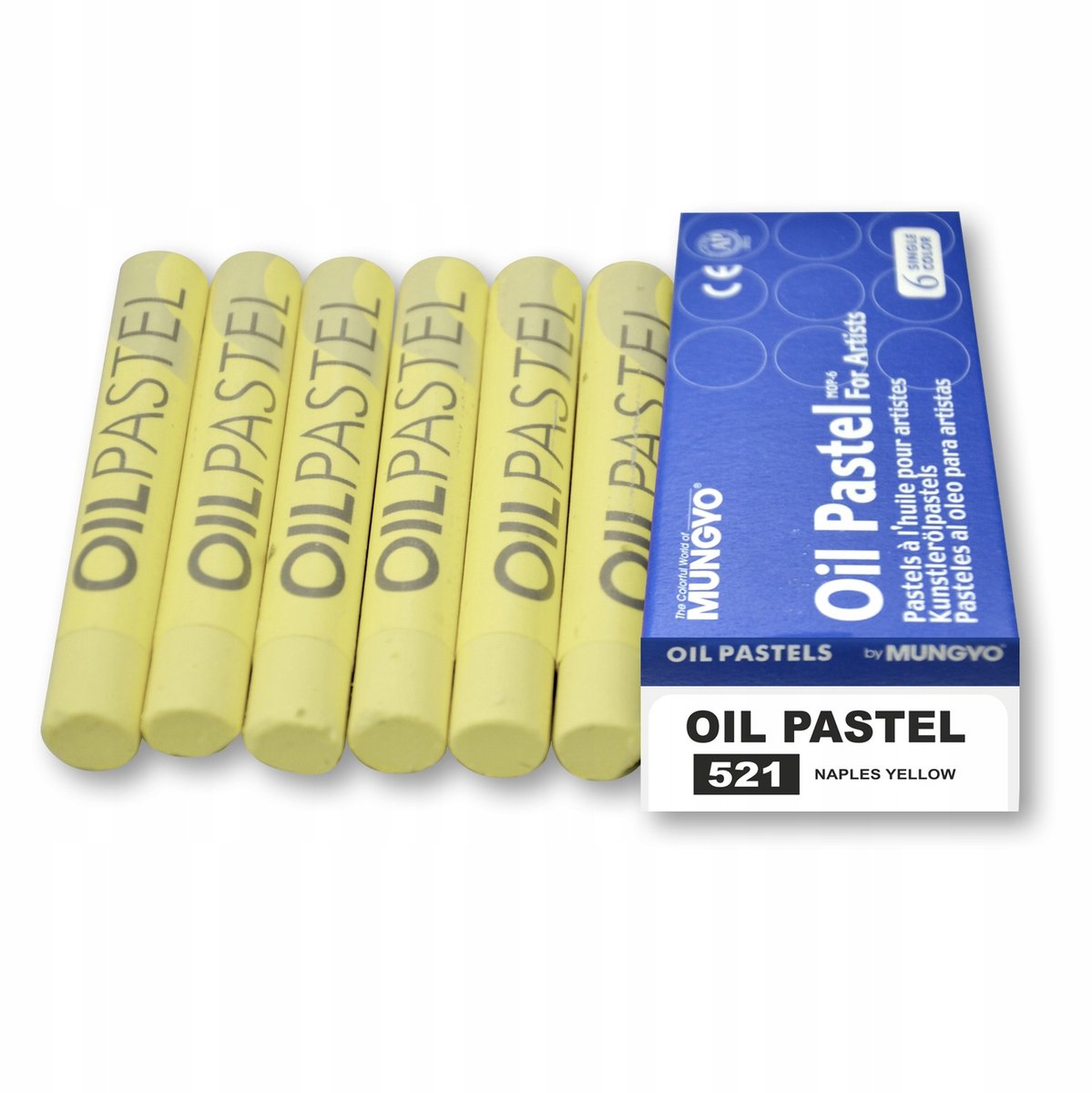 Mungyo Oliepastels, 6 Stuks, Kleur 521 Geel Napolitanen
