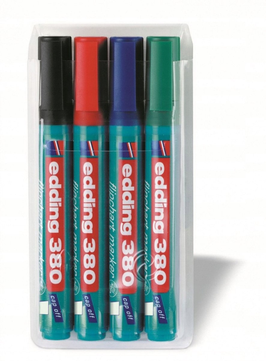 Edding Flipchart Markers Set - 4 Kleuren, Vervaagvrij & Navulbaar