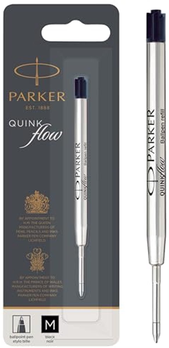 Balpenvulling Zwart M Lijndikte voor Parker Balpennen - Set van 12 Stuks