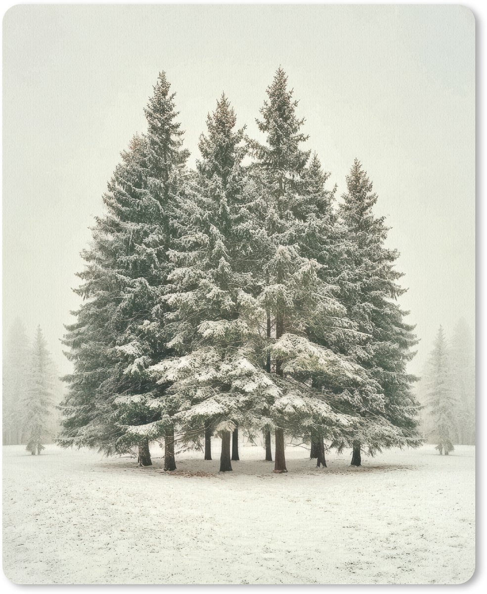 Muismat 19x23 cm - Mousepad Bomen - Sneeuw - Wit - Muismatten