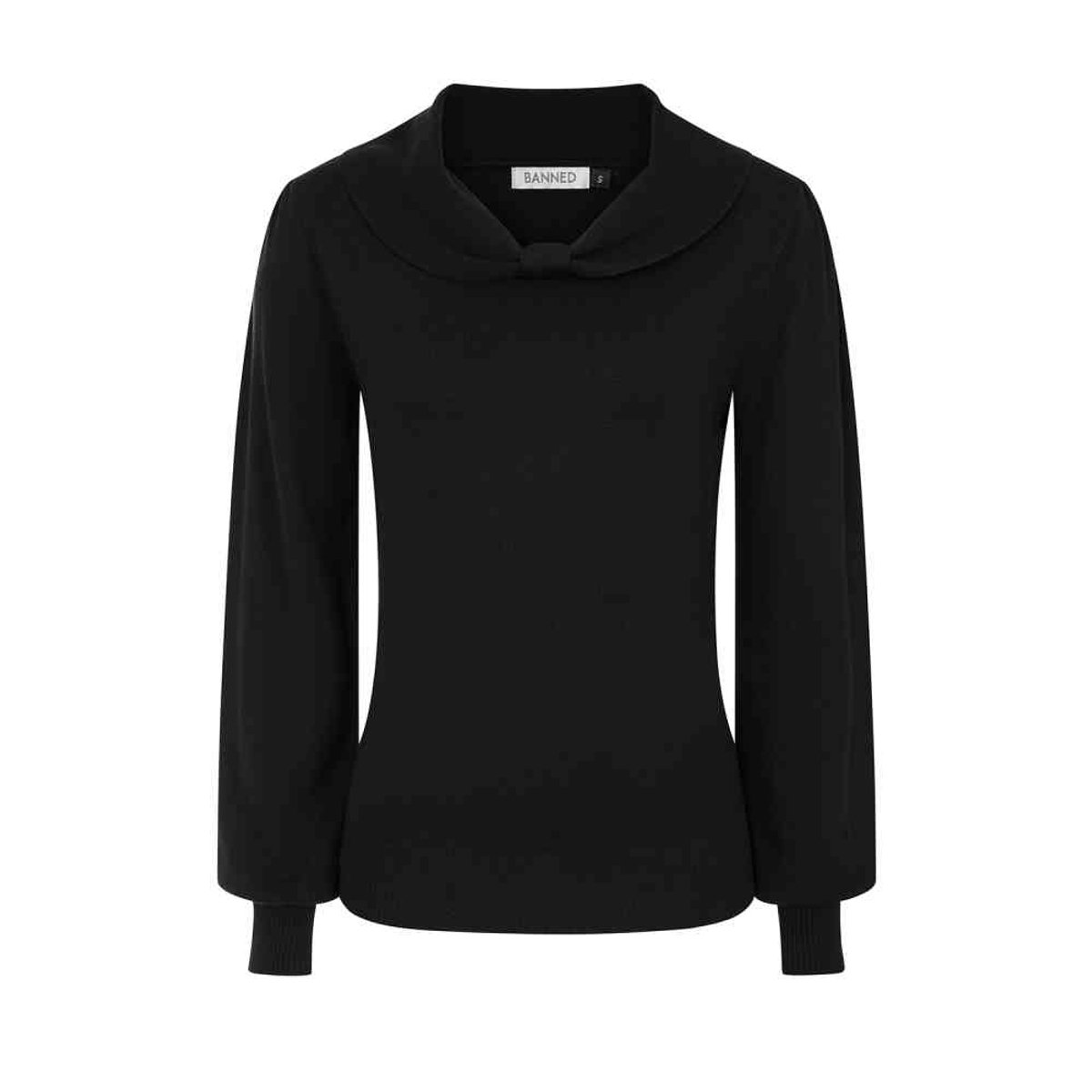Banned - Betsy Bow Gebreide trui - XL - Zwart