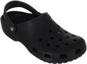 Sabot Crocs noir avec bride arrière, côtés ouverts et trous d'aération.