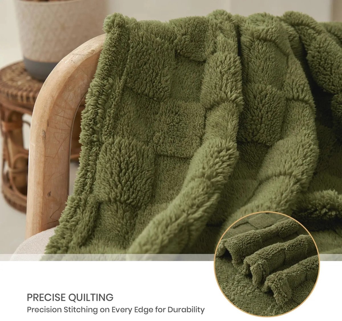 Aafinity plaid - Kleed - Deken - Bank Deken - Deken algemeen - Zacht en Donzig - wasbaar in de wasmachine - Groen - 130 cm x 150 cm — cadeau in Wonen & Interieur - foto 2