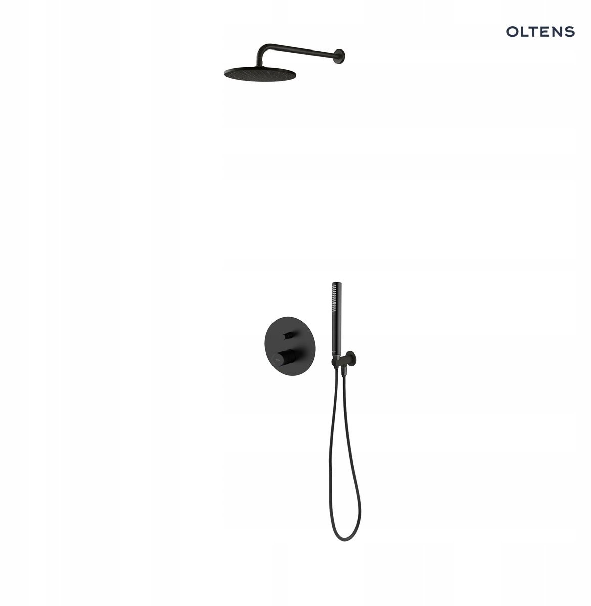 Oltens Hamnes Doucheset Inbouw Zwart Mat met Regen Douche 22cm